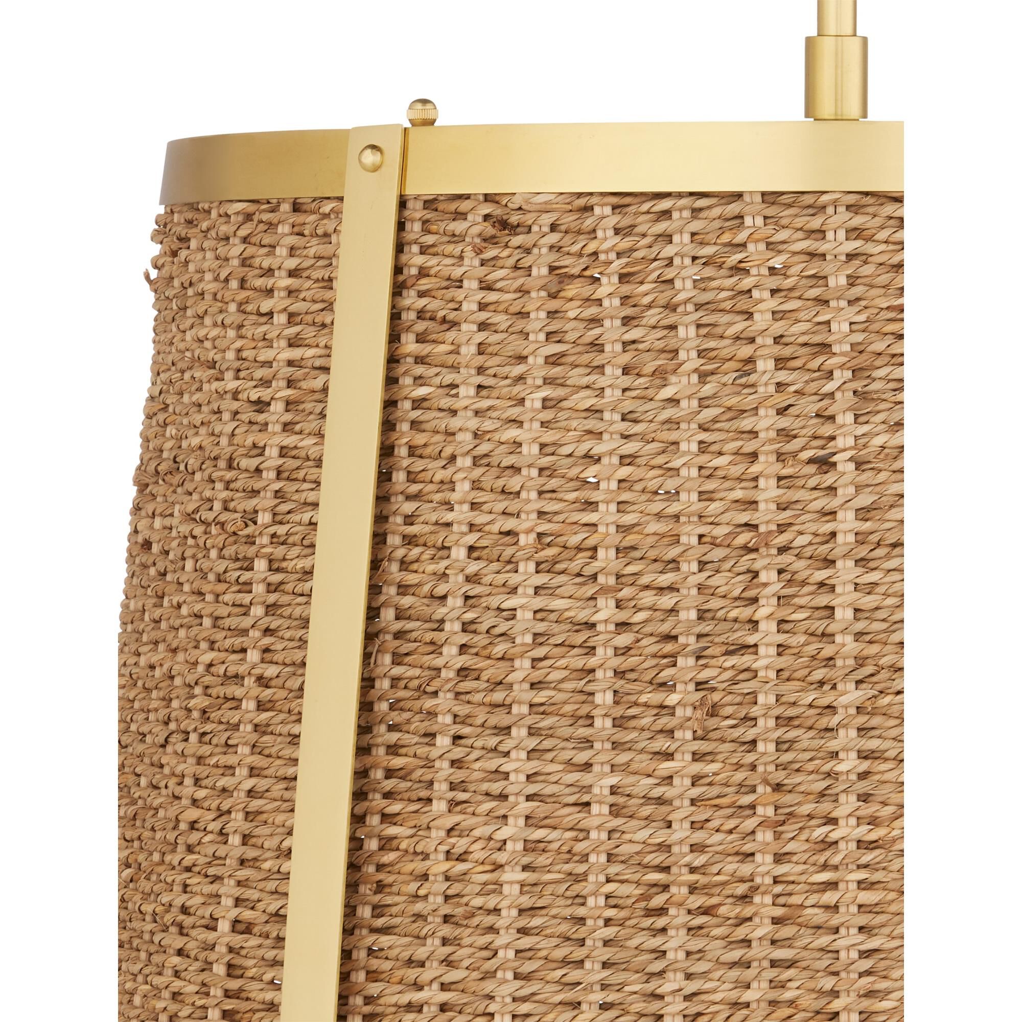 Shown in Natural and Polished Brass finish and Natural Seagrass shade
