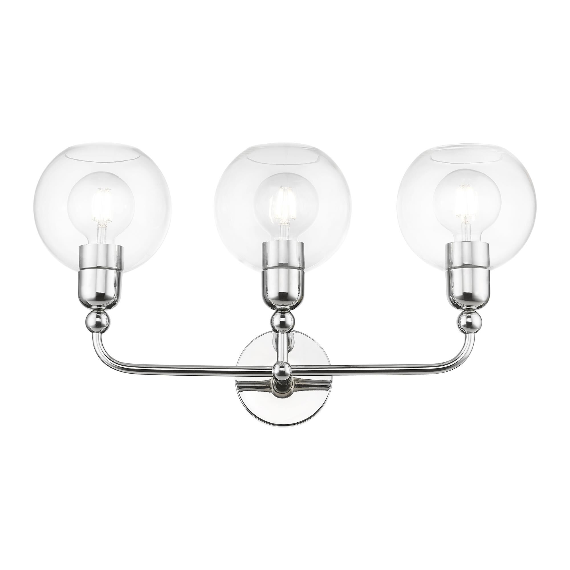 Shown in Polished Chrome finish and Clear glass