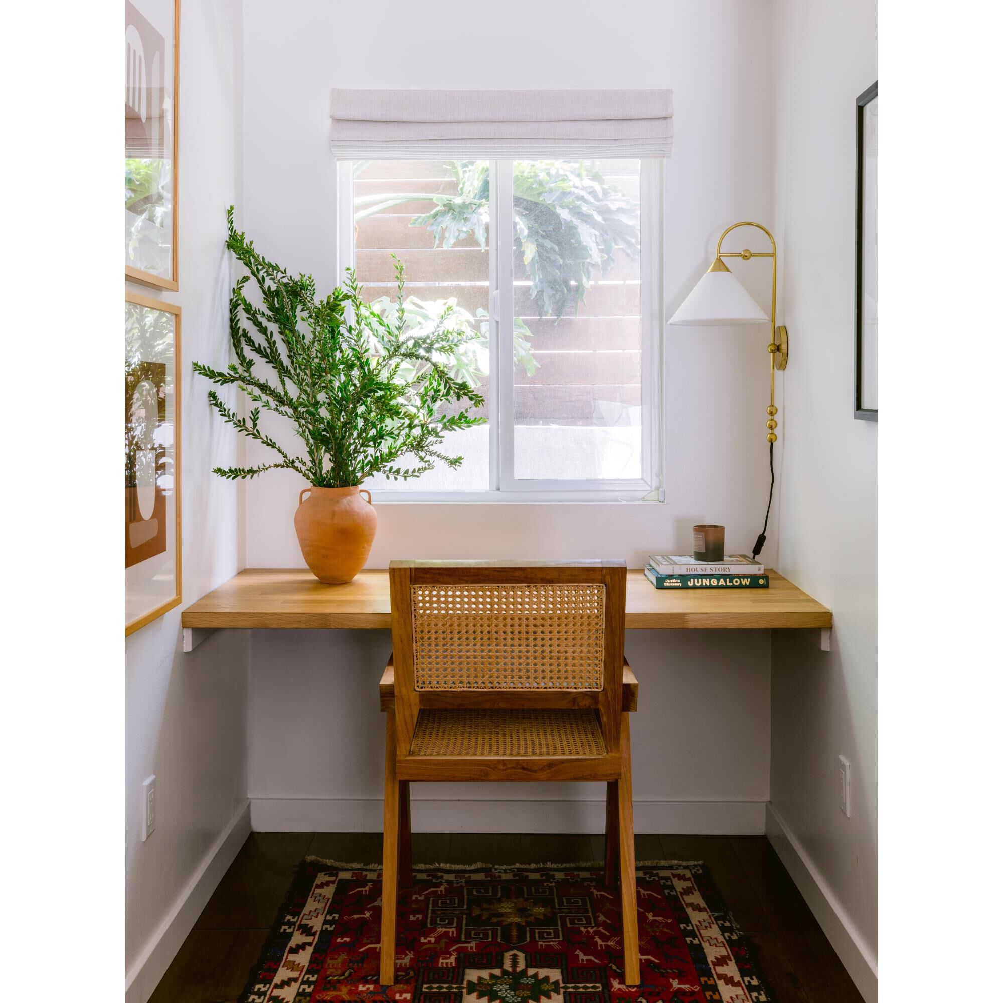 Shown in Aged Brass finish and White Linen shade