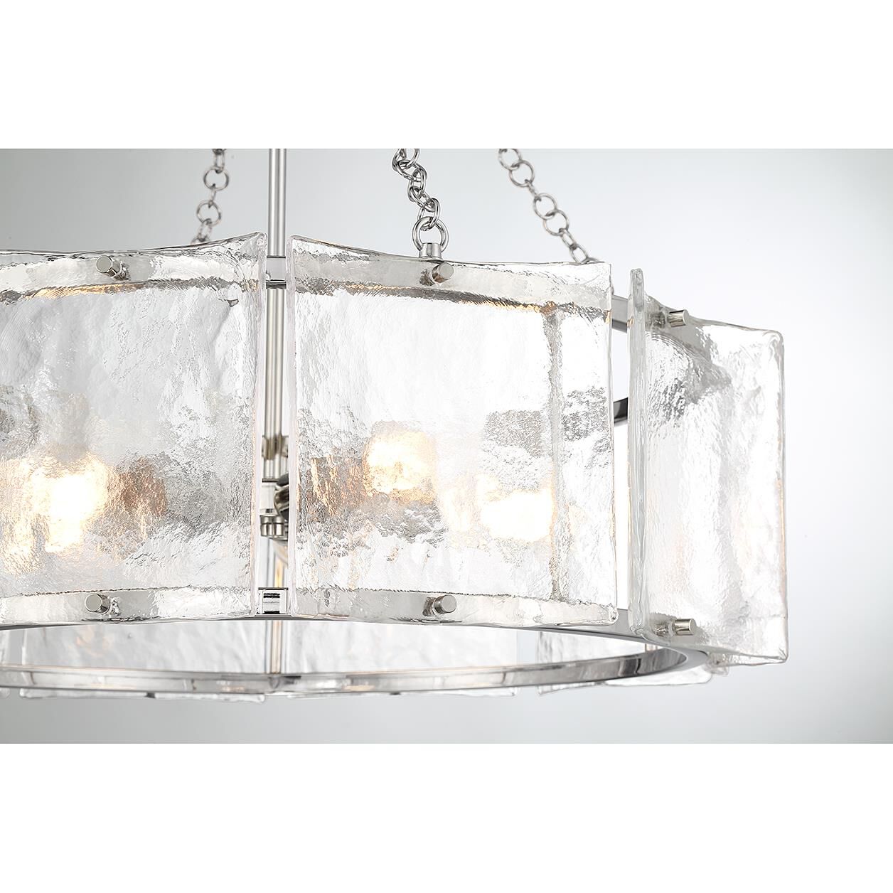 Shown in Polished Nickel finish and Clear Water Piastra glass