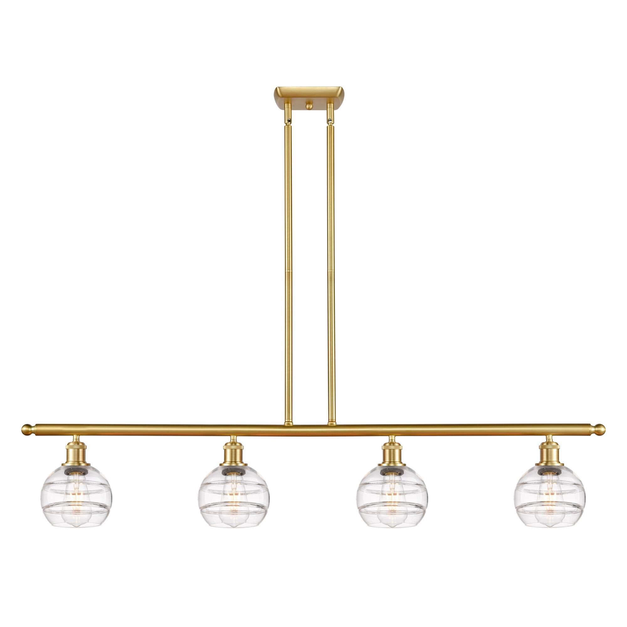 Shown in Satin Gold finish and Clear glass