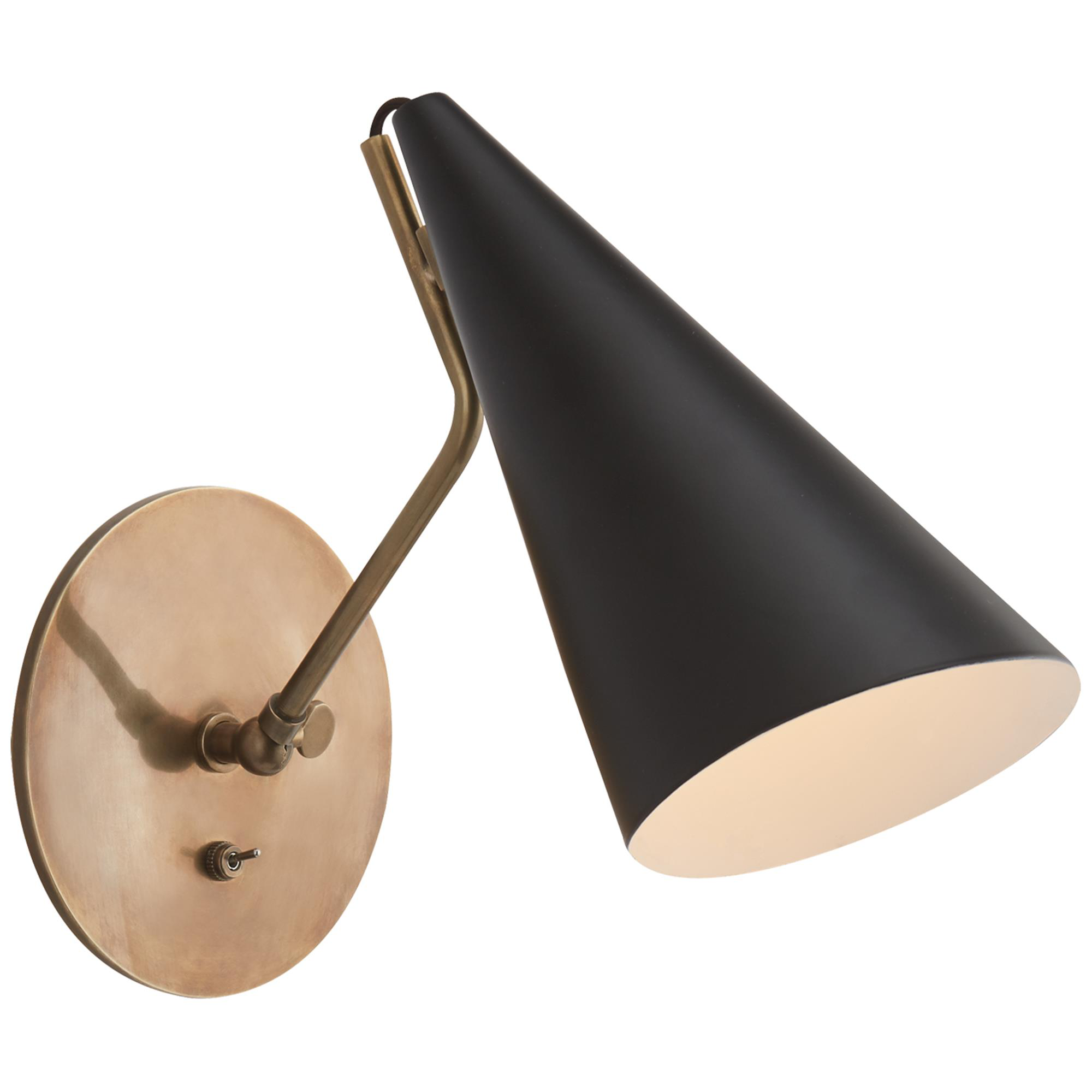 Shown in Black And Brass finish and Black shade