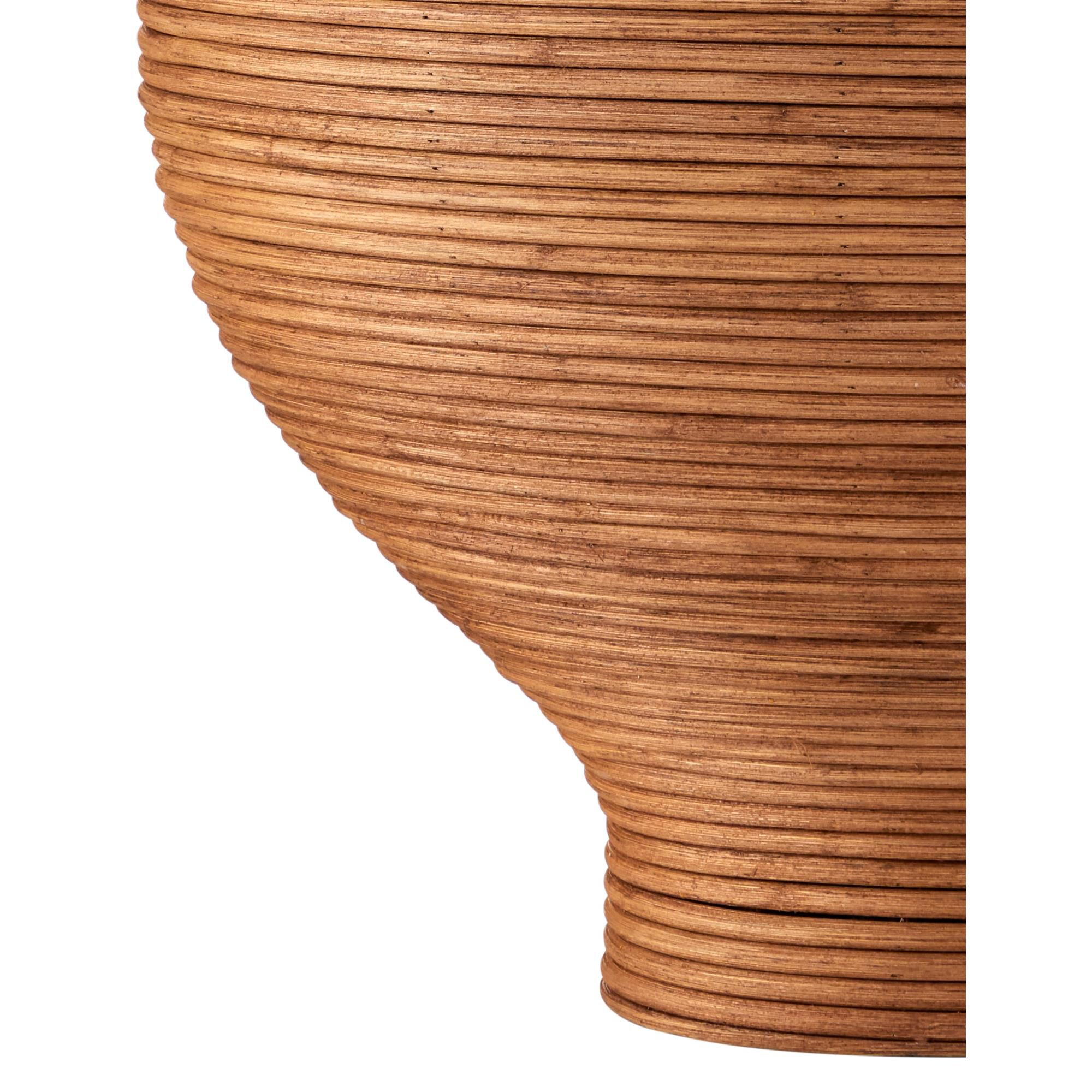 Shown in Natural, Antique Brass finish and Natural Linen shade