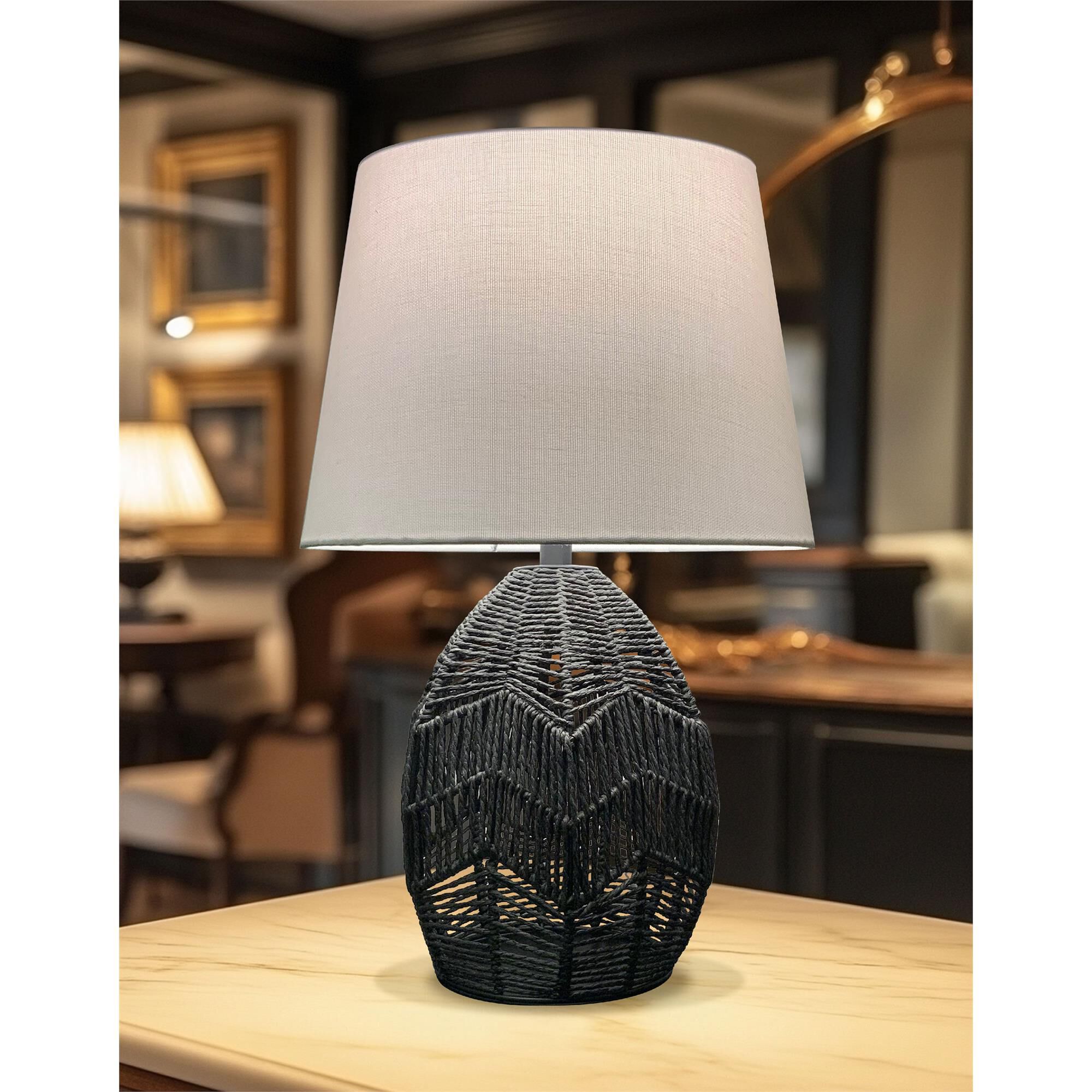 Shown in Black finish and Beige shade