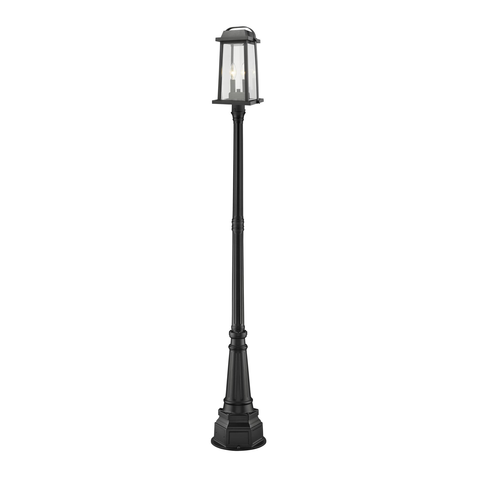 Shown in Black finish and Glass shade