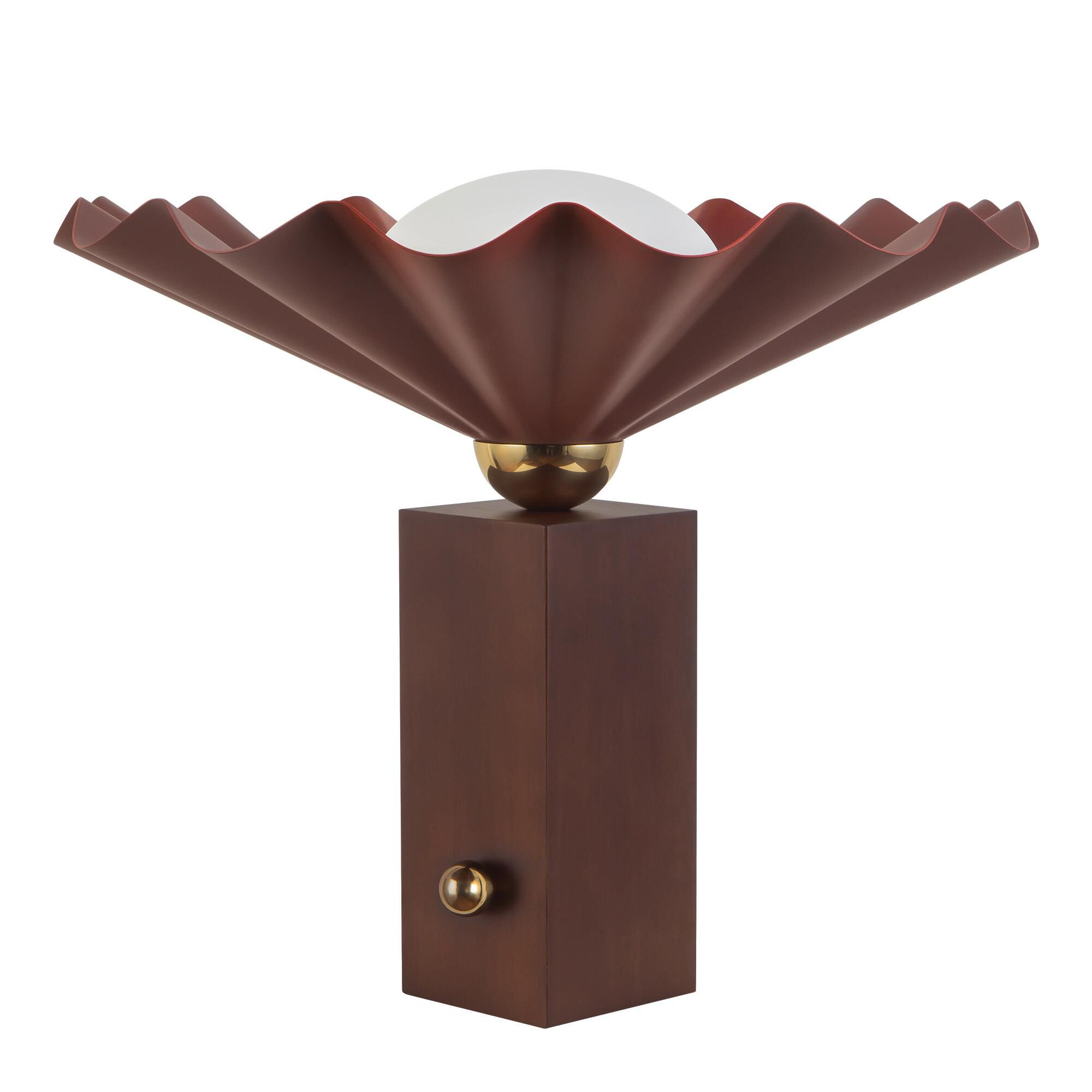 Shown in Burgundy finish and Matte Opal glass