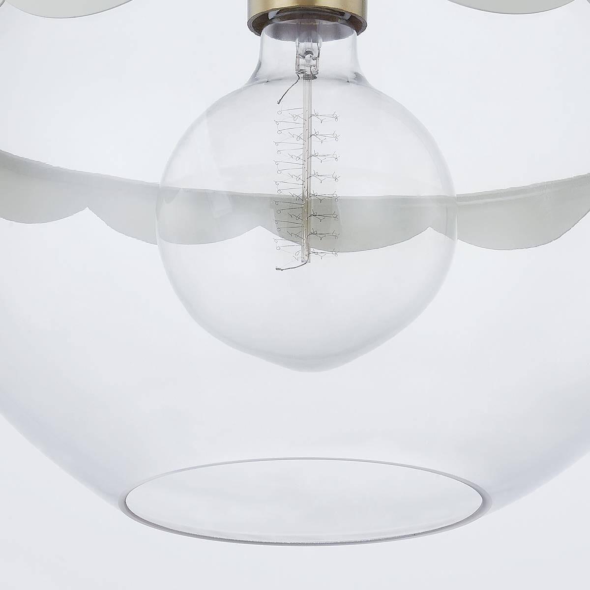 Shown in Aged Brass finish and Clear glass