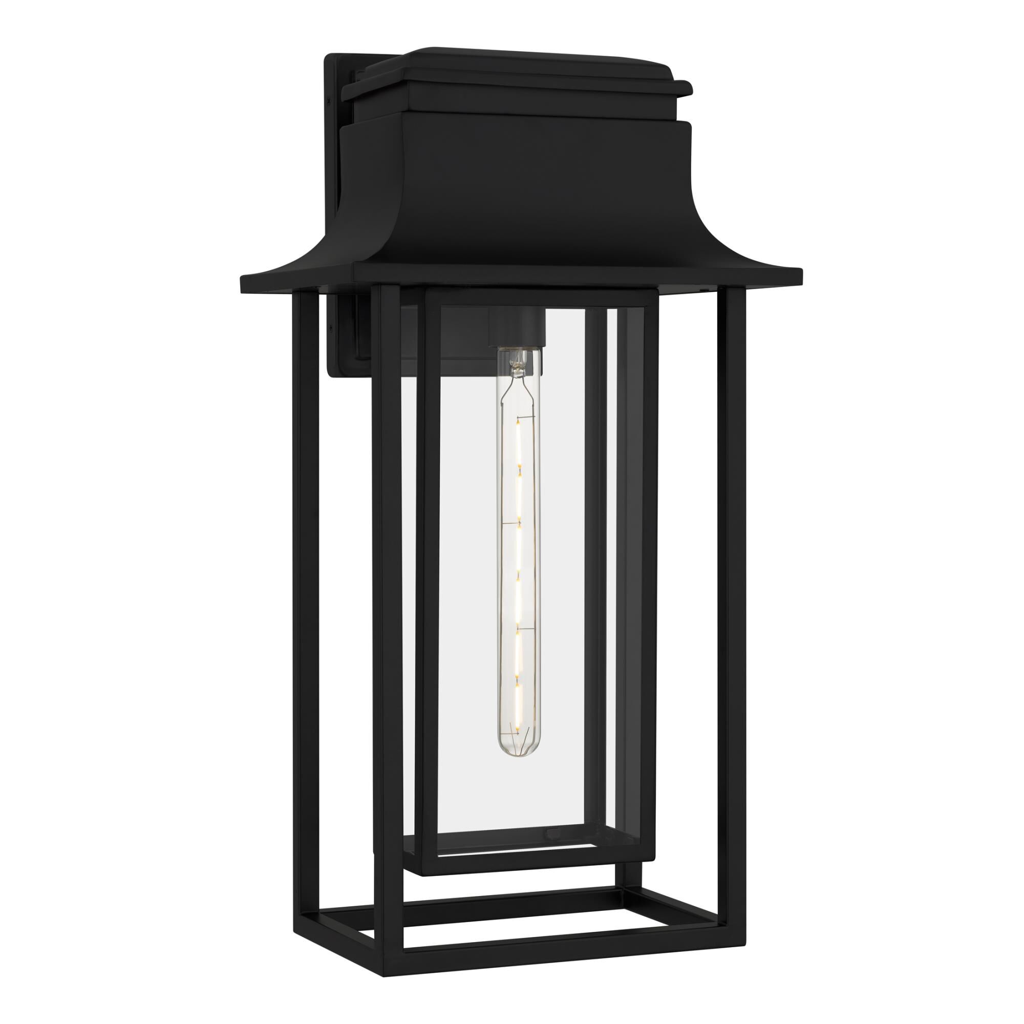 Shown in Matte Black finish and Glass shade