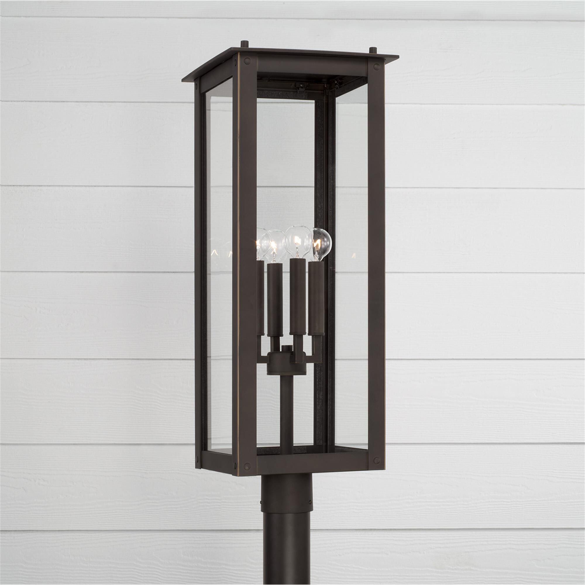 Shown in Oiled Bronze finish and Clear glass