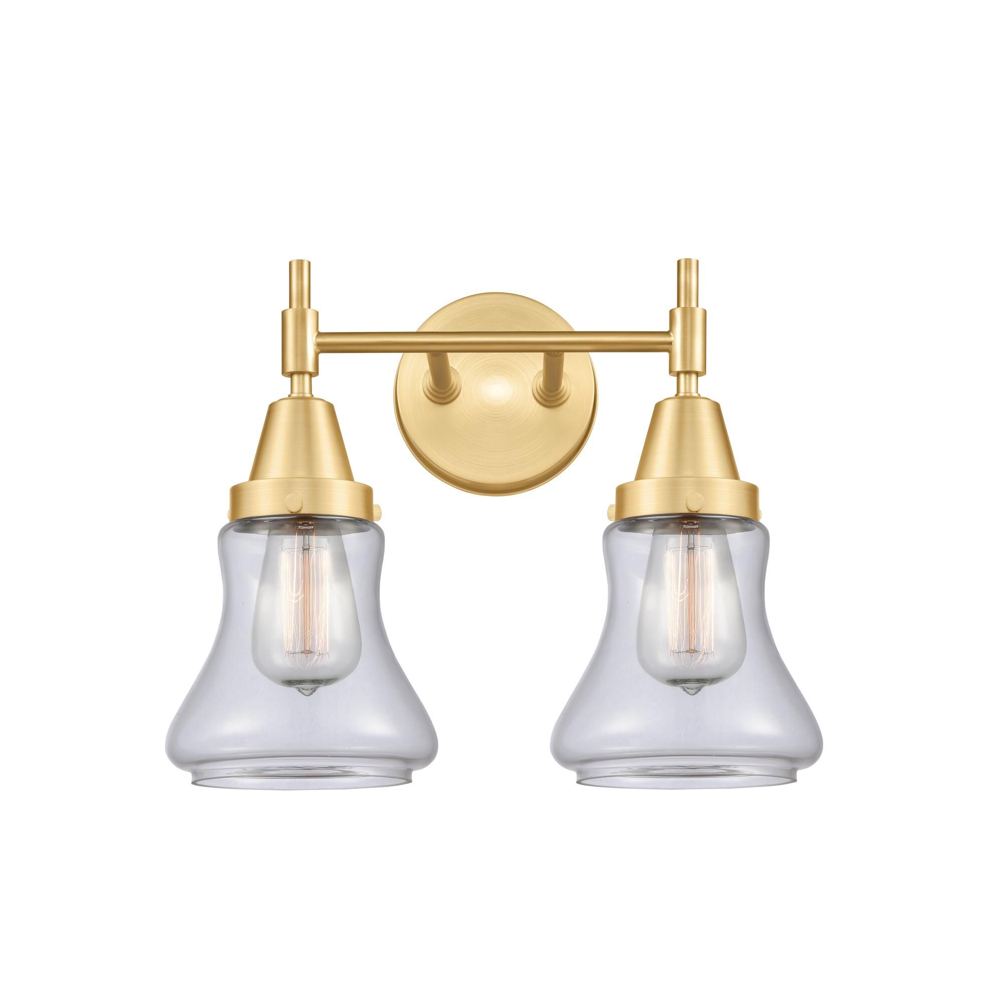 Shown in Satin Gold finish and Clear Bellmont glass