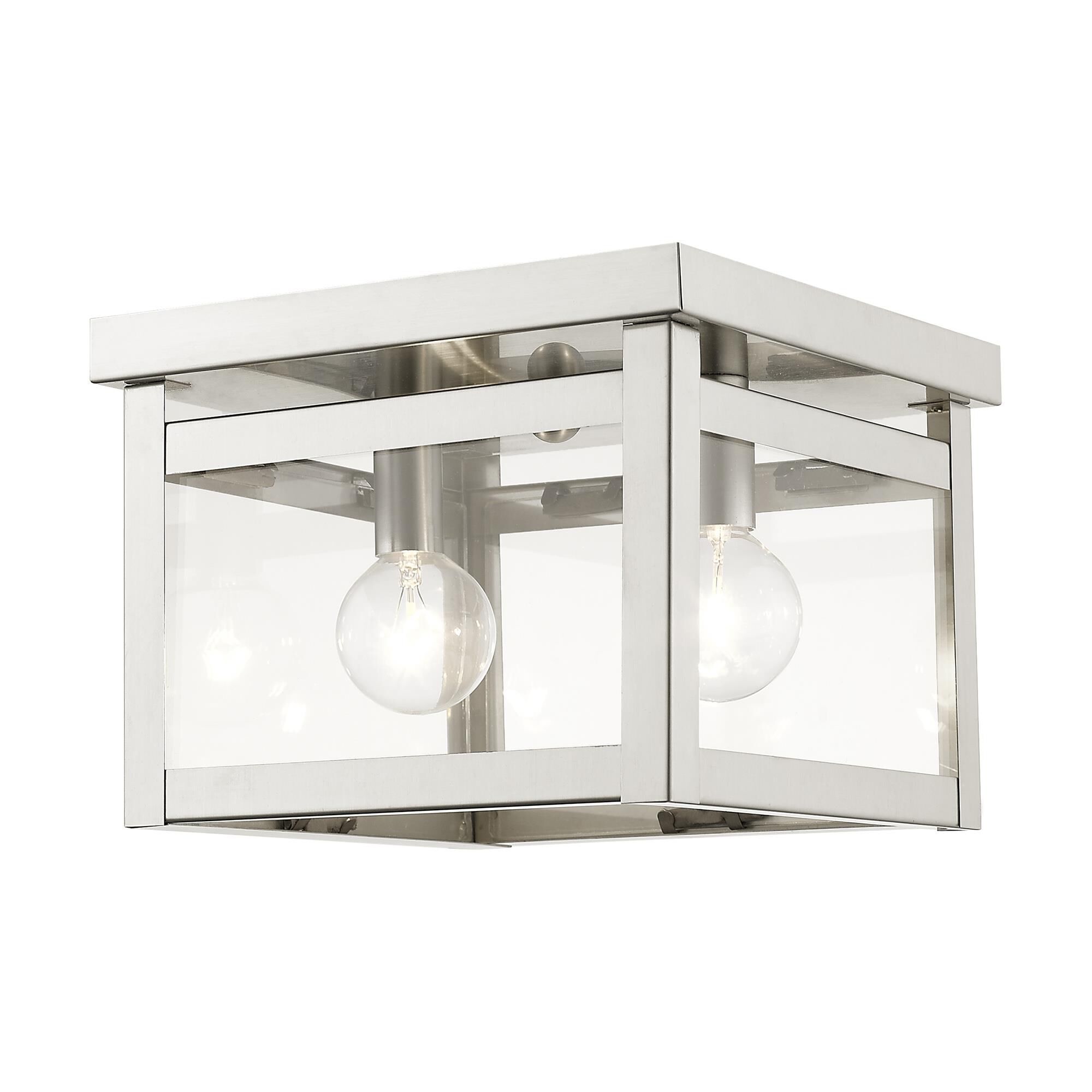 Shown in Brushed Nickel finish and Clear glass