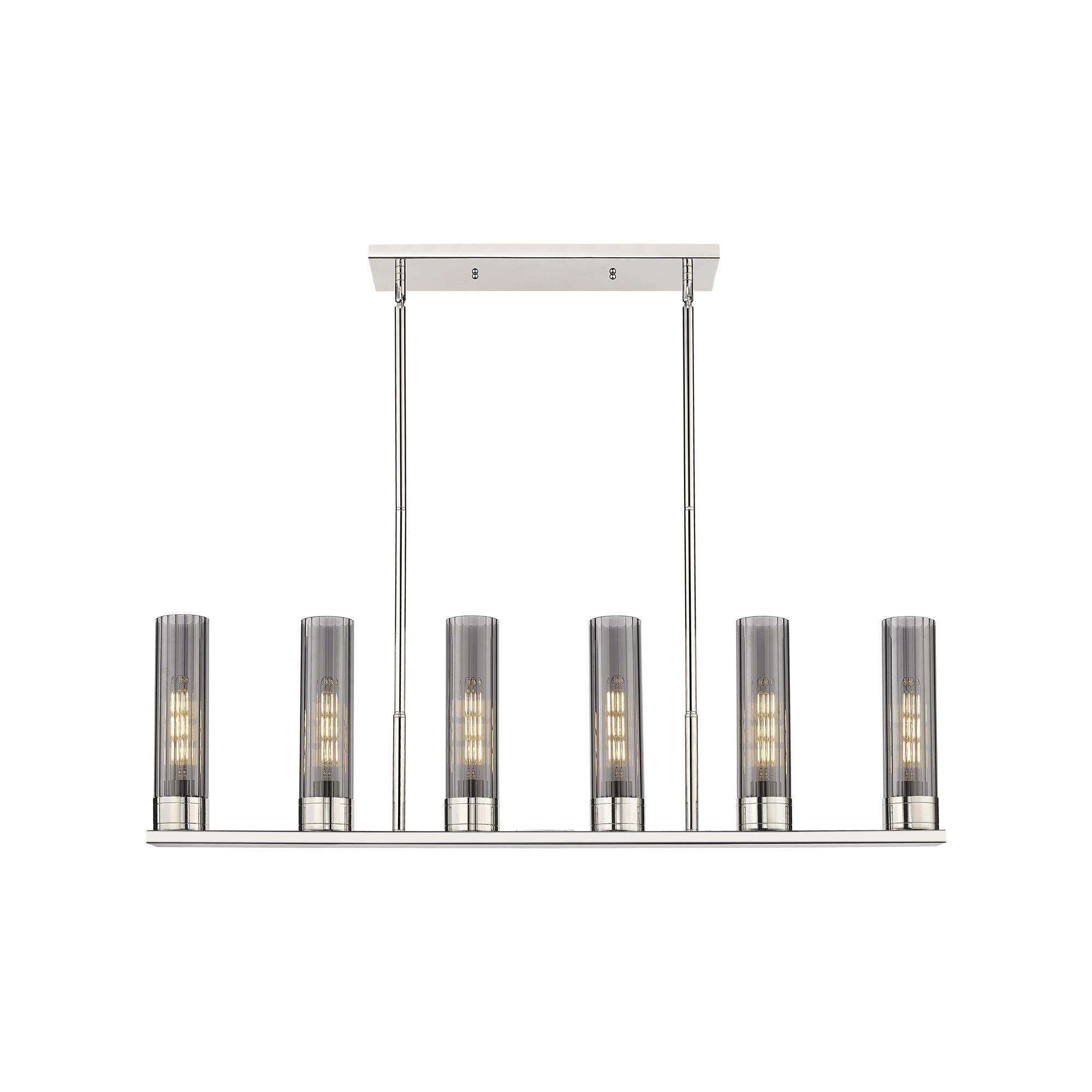 Shown in Polished Nickel finish and Plated Smoke glass