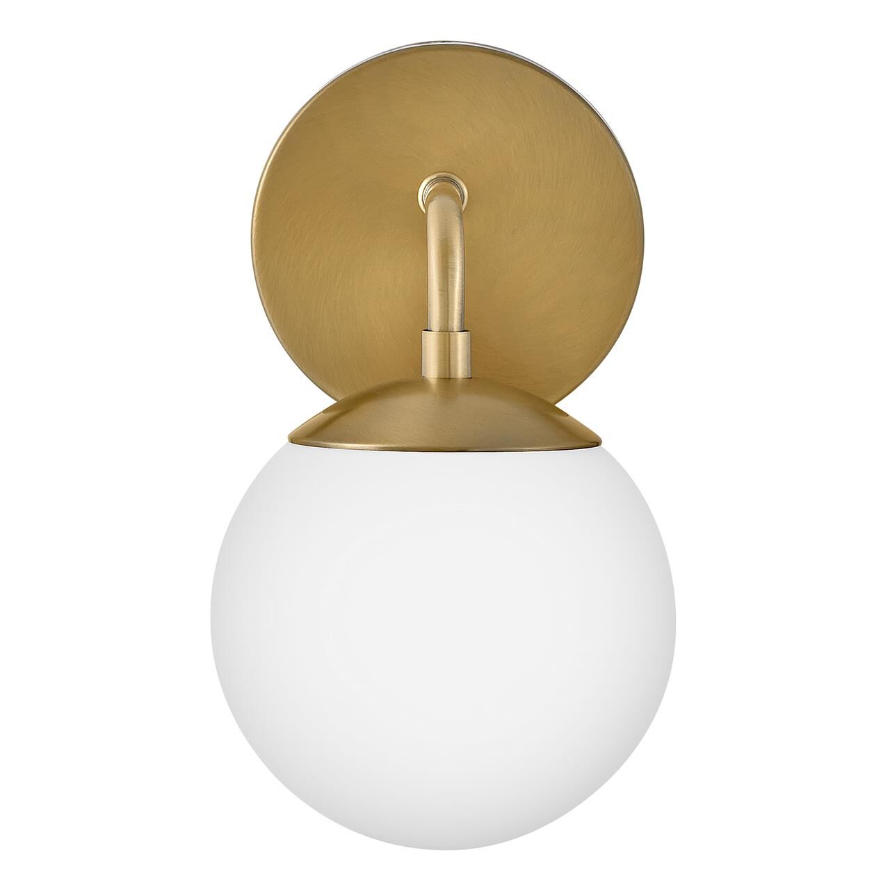 Shown in Lacquered Brass finish and White glass