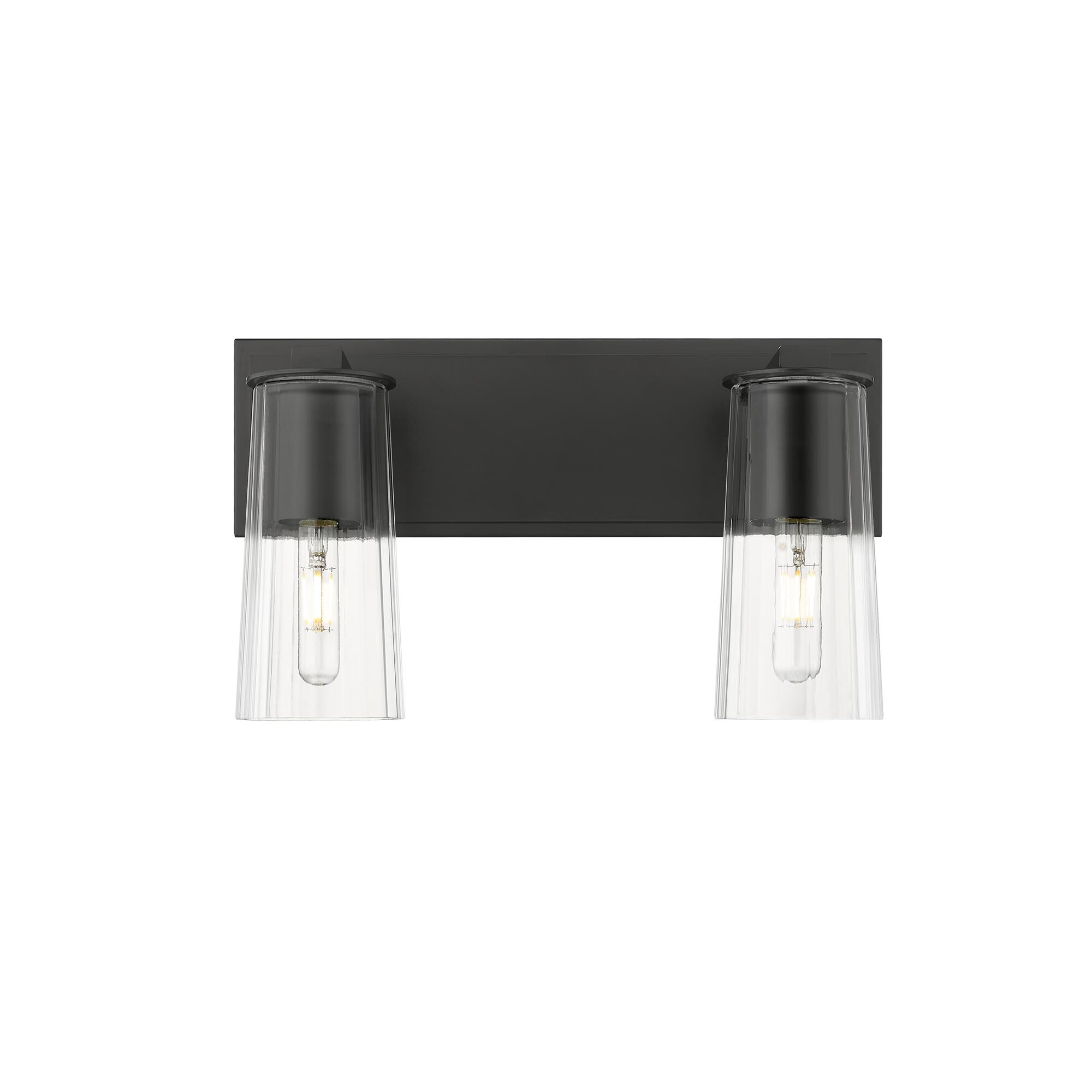 Shown in Matte Black finish and Clear glass and Clear shade