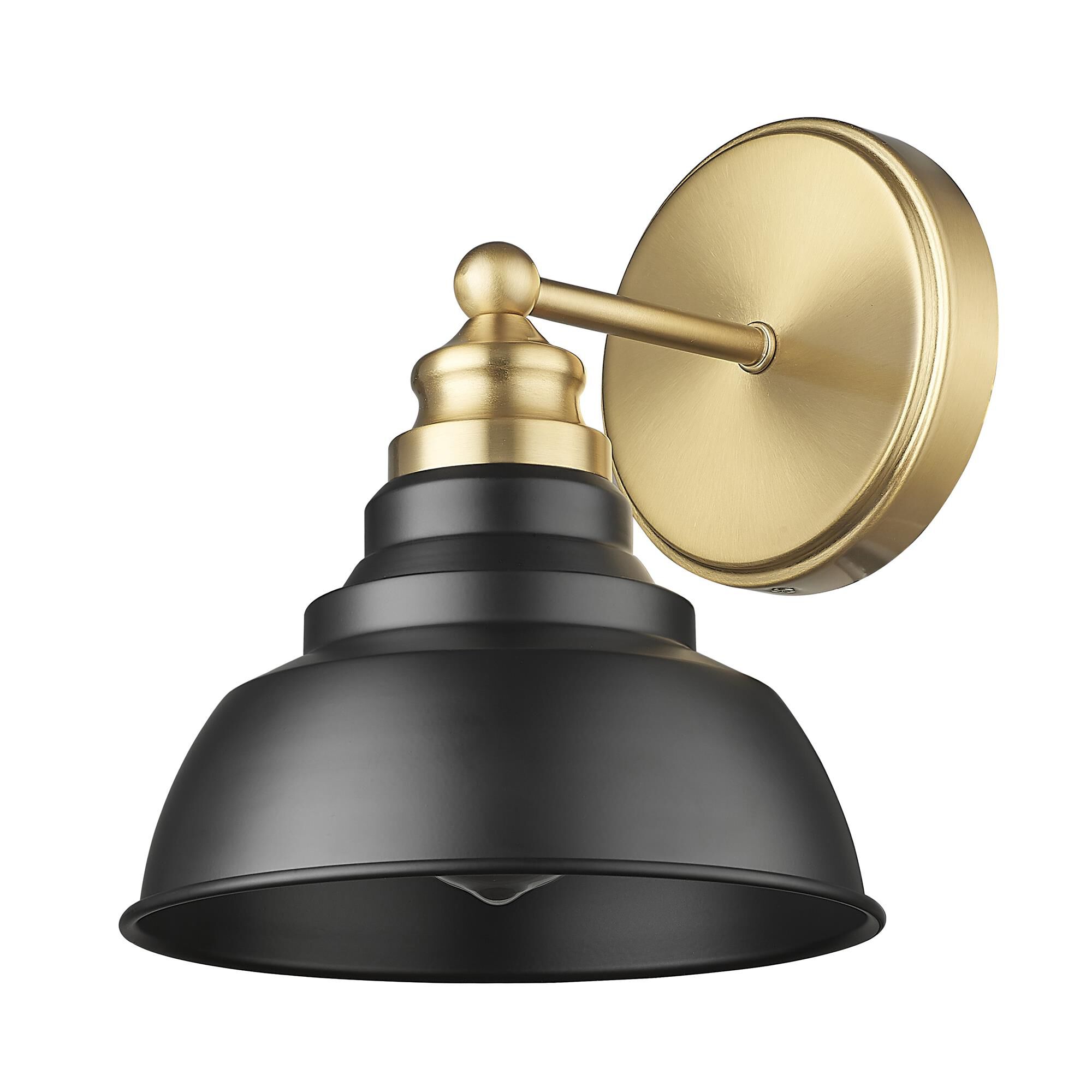 Shown in Matte Black And Brass finish and Black Metal shade