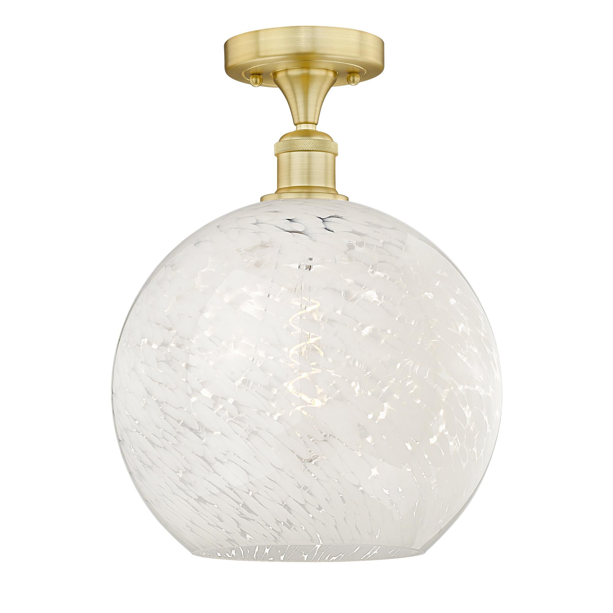 Shown in Satin Gold finish and White Mouchette glass