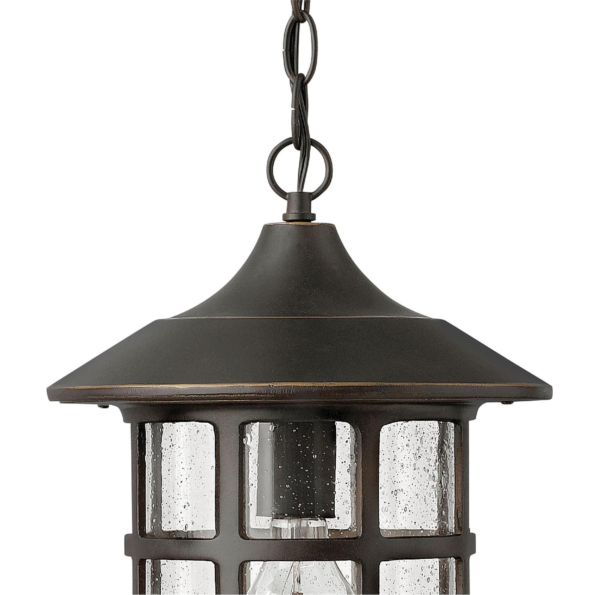 Shown in Oil Rubbed Bronze finish and Clear Seedy glass