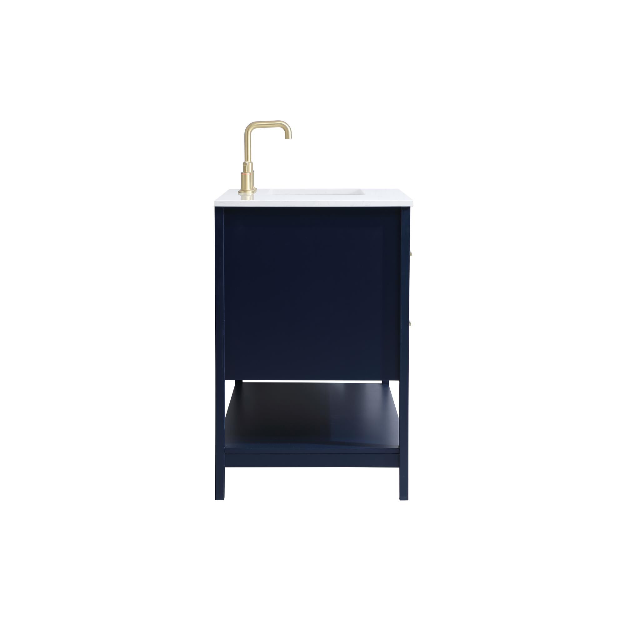 Shown in Blue And Gold With Calacatta Quartz finish