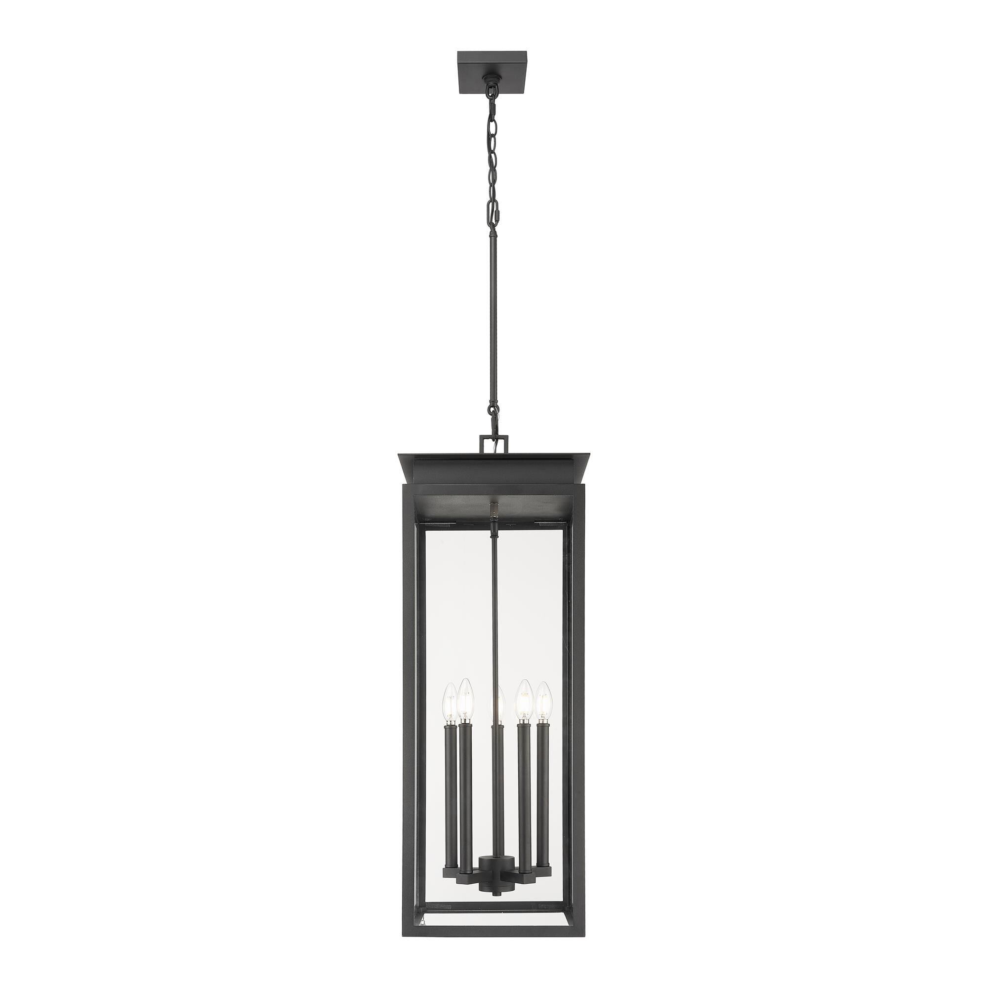Shown in Black finish and Clear glass and Clear shade