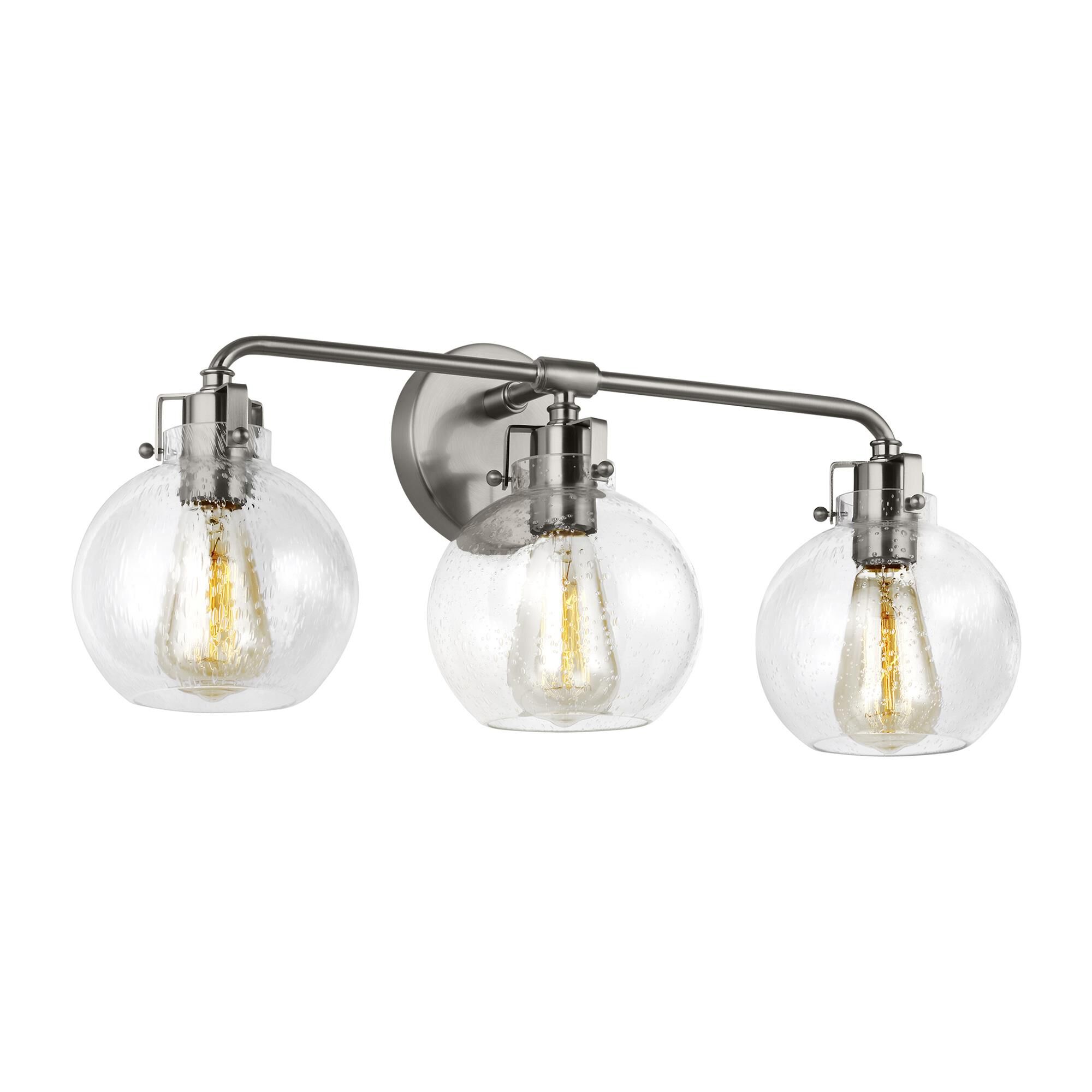 Shown in Satin Nickel finish and Clear Seeded glass
