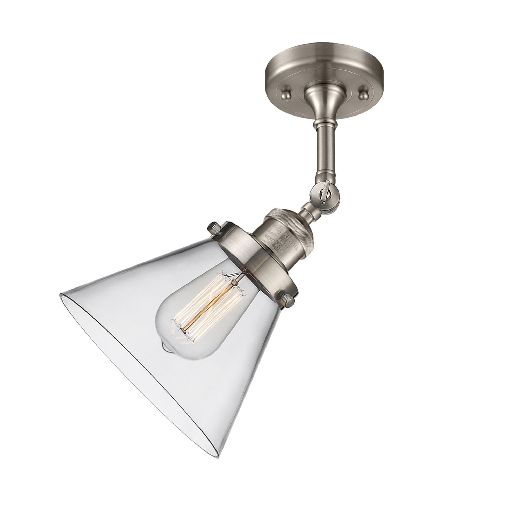 Shown in Brushed Satin Nickel finish and Clear glass