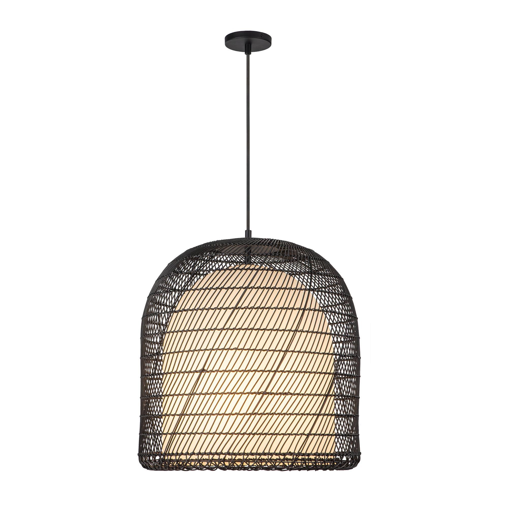 Shown in Brushed Gold/Opal Glass|matte Black/Opal Glass finish and Opal glass and Rattan shade