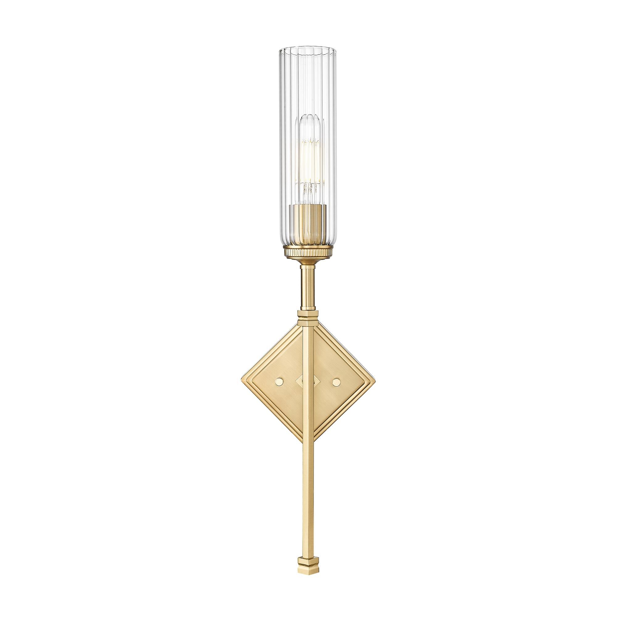 Shown in Modern Gold finish and Clear glass