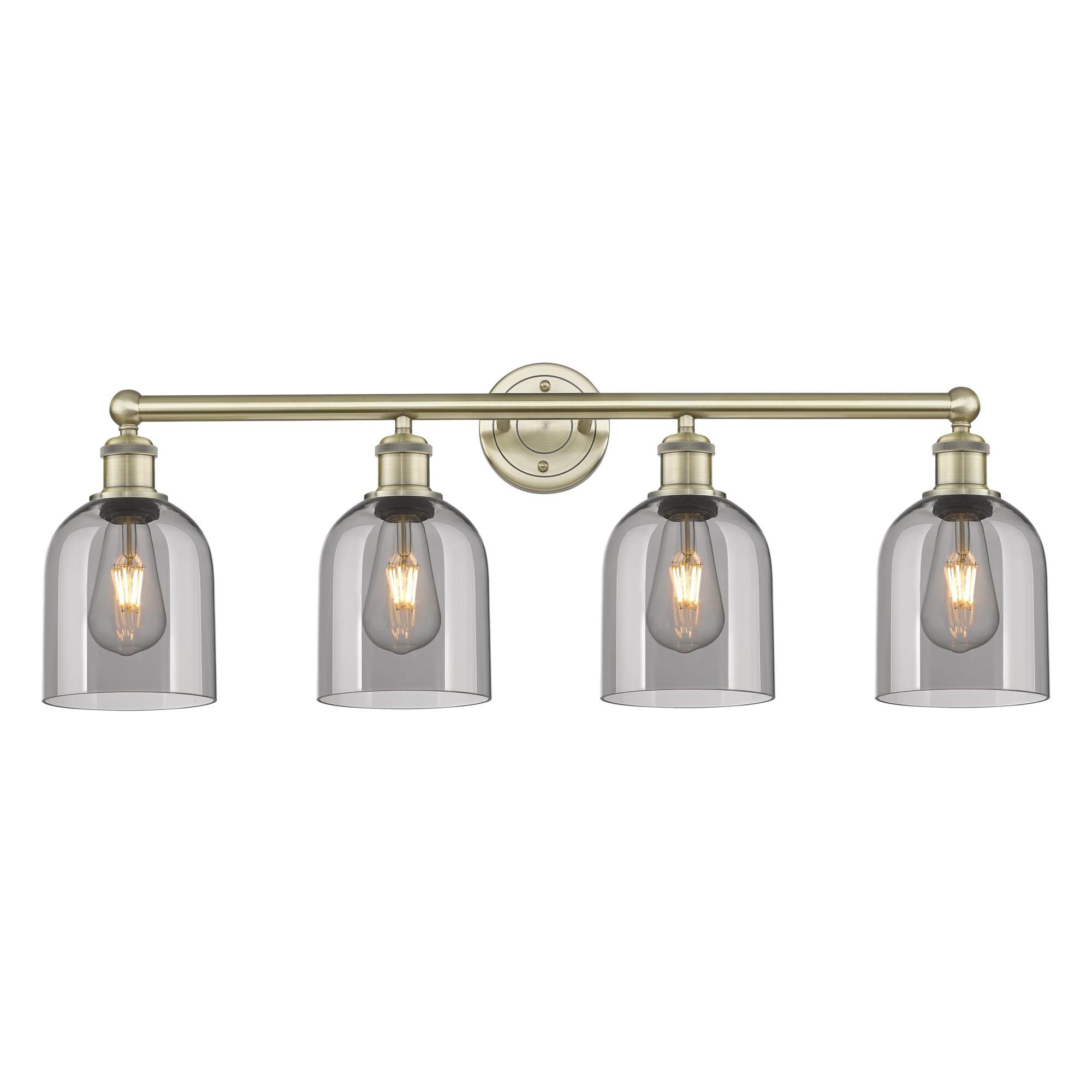 Shown in Antique Brass finish and Light Smoke glass