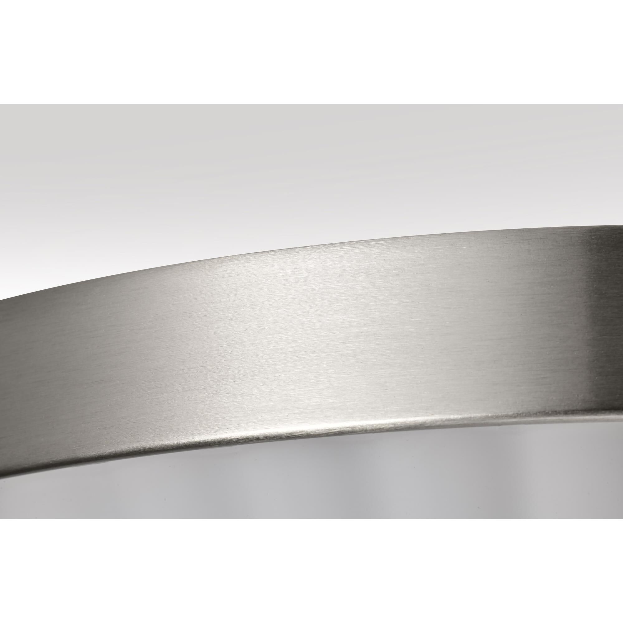 Shown in Brushed Nickel finish and Ribbed White glass