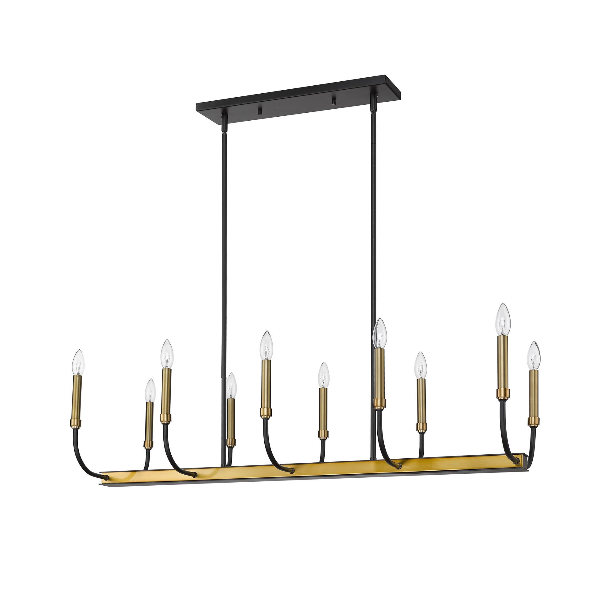 Shown in Matte Black + Olde Brass finish and --- glass and --- shade