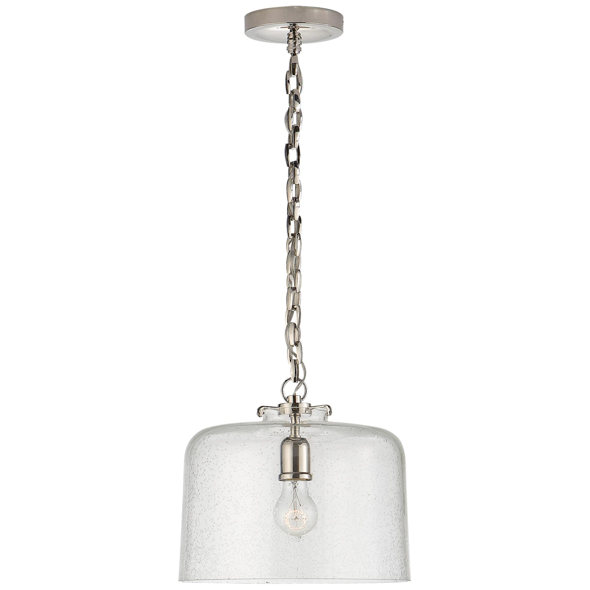 Shown in Polished Nickel finish and Seeded glass