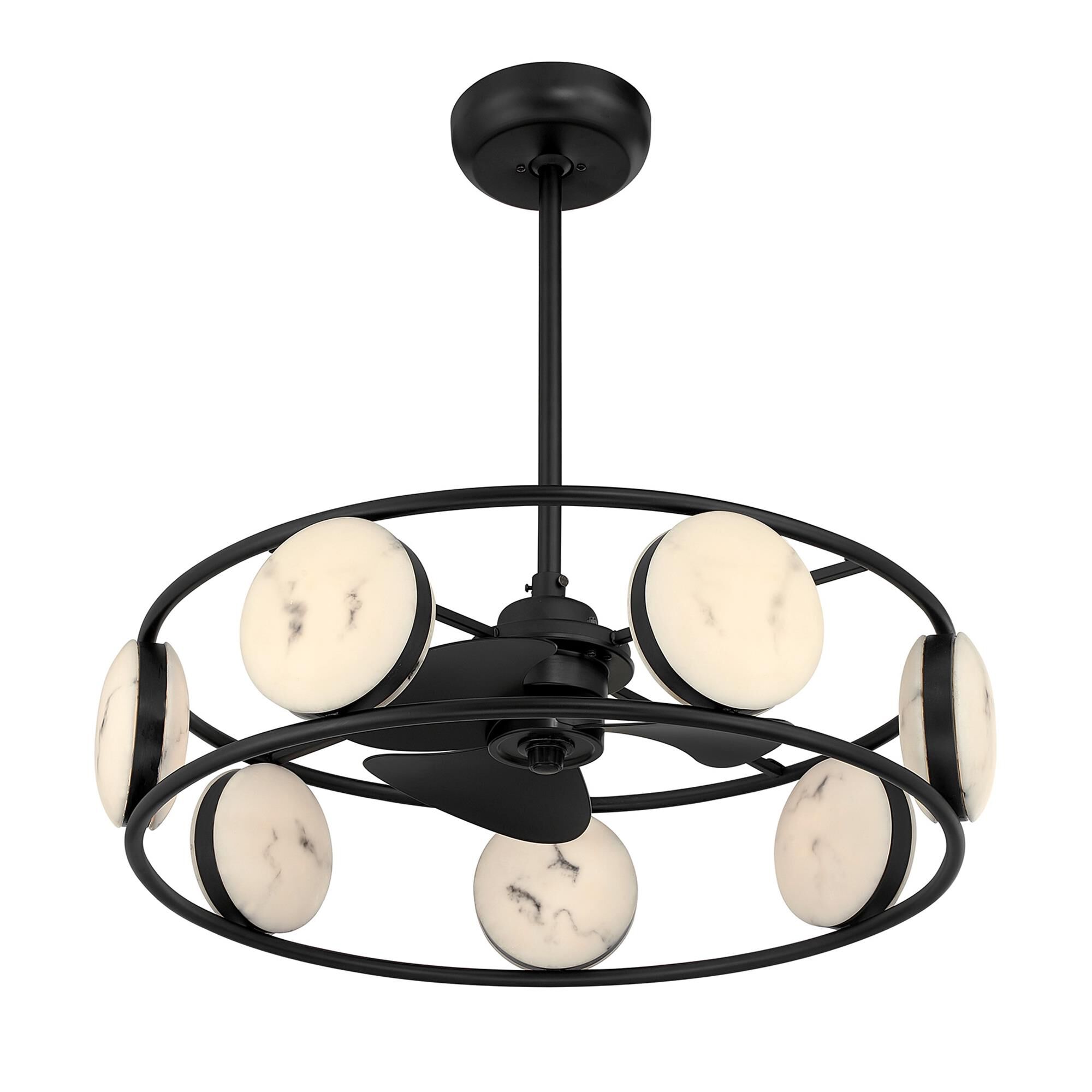 Shown in Matte Black finish and Faux Alabaster glass