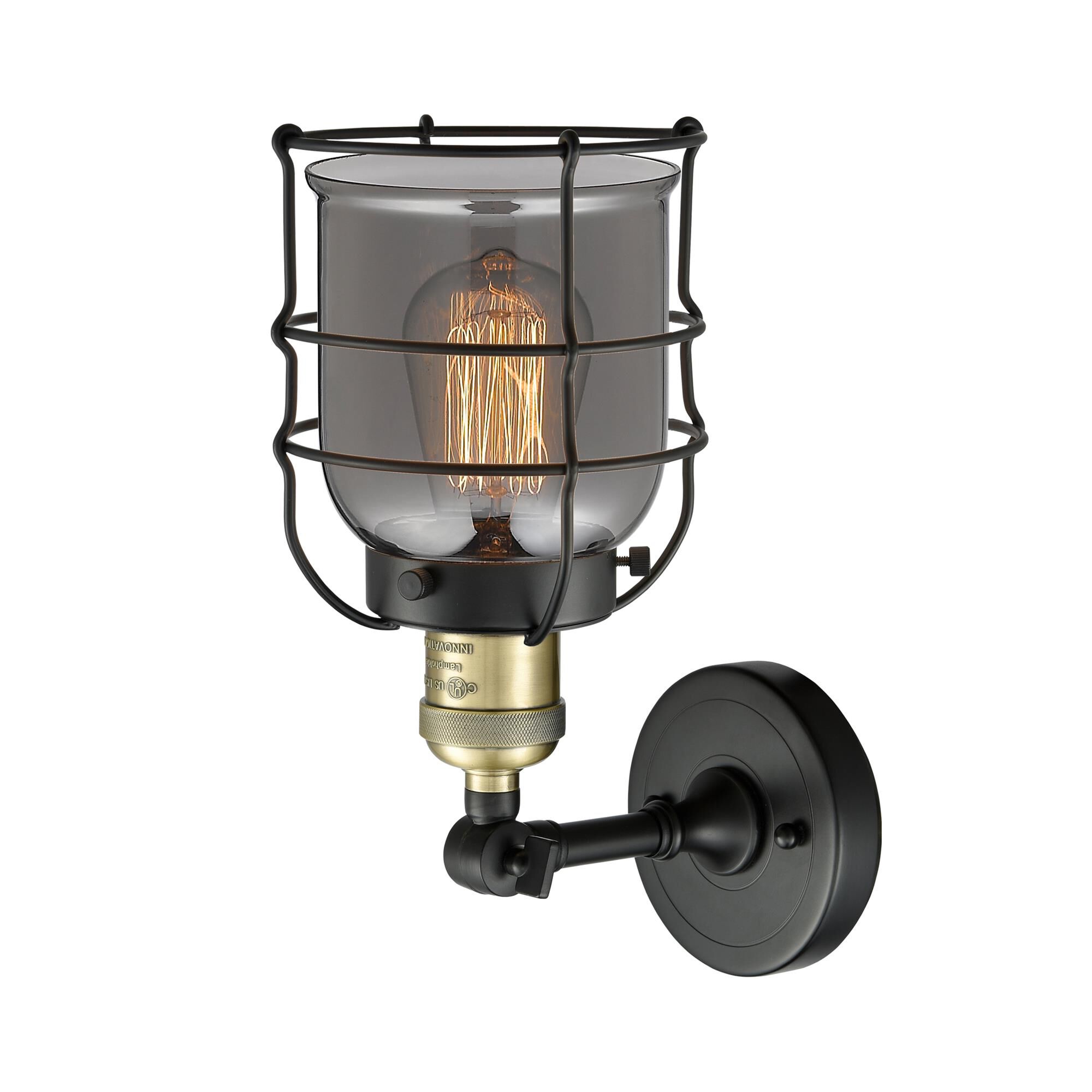 Shown in Black Antique Brass finish and Plated Smoke glass