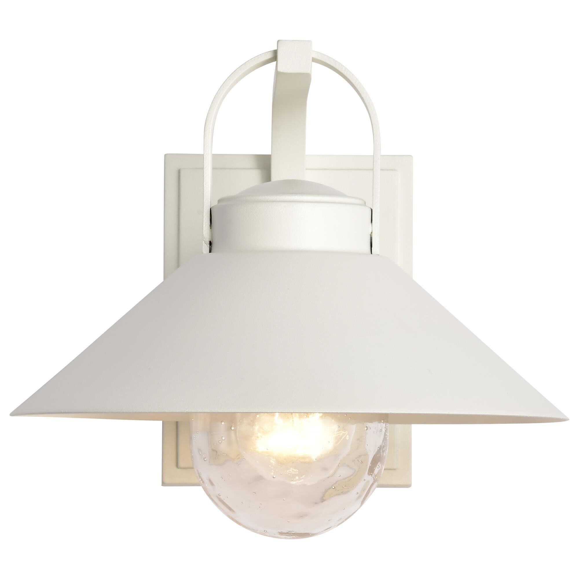 Shown in White finish and Clear Seeded glass