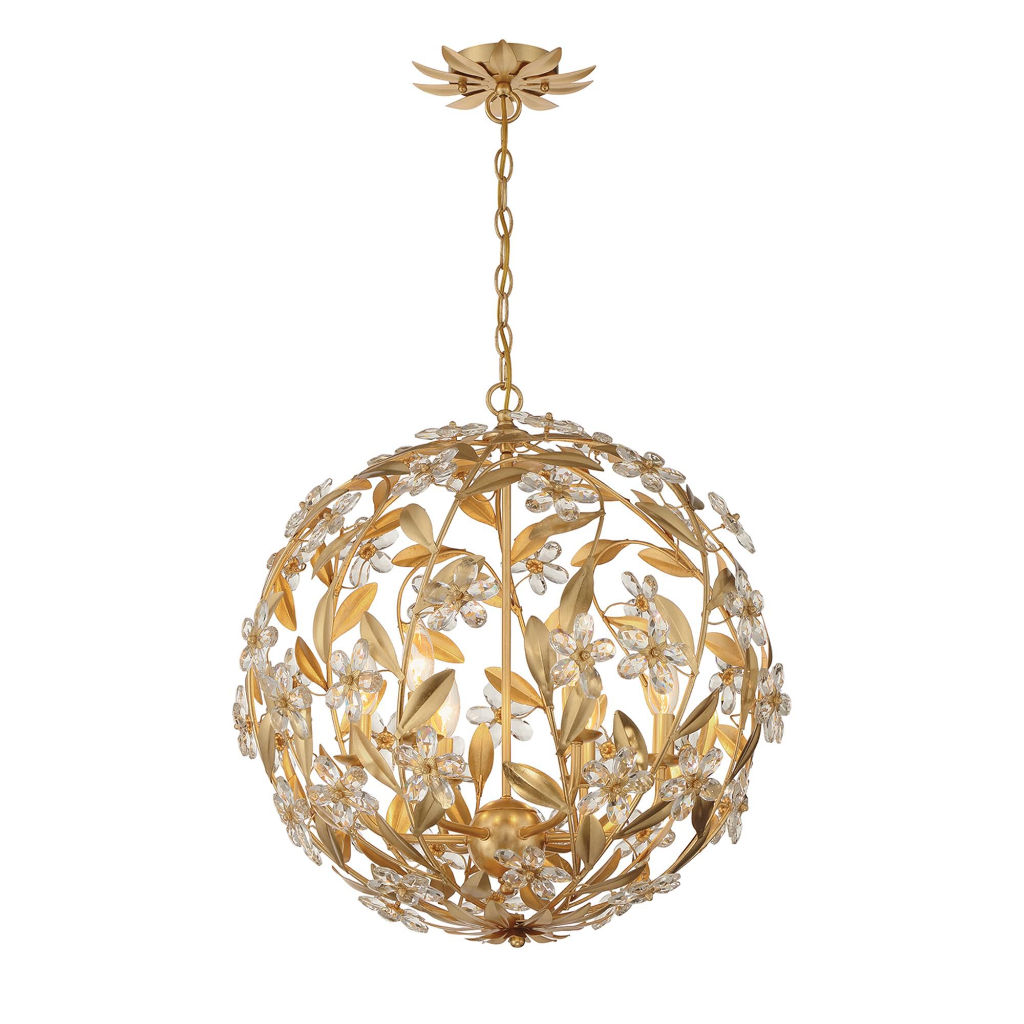 Shown in Antique Gold finish and Hand Cut crystal