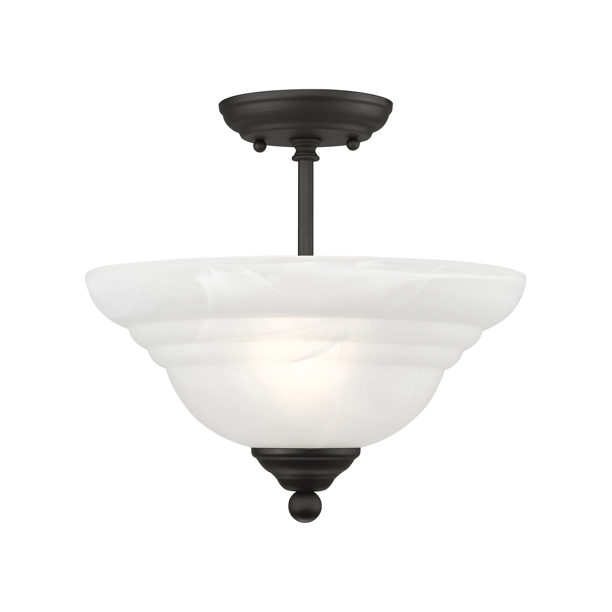 Shown in Black finish and White Alabaster glass