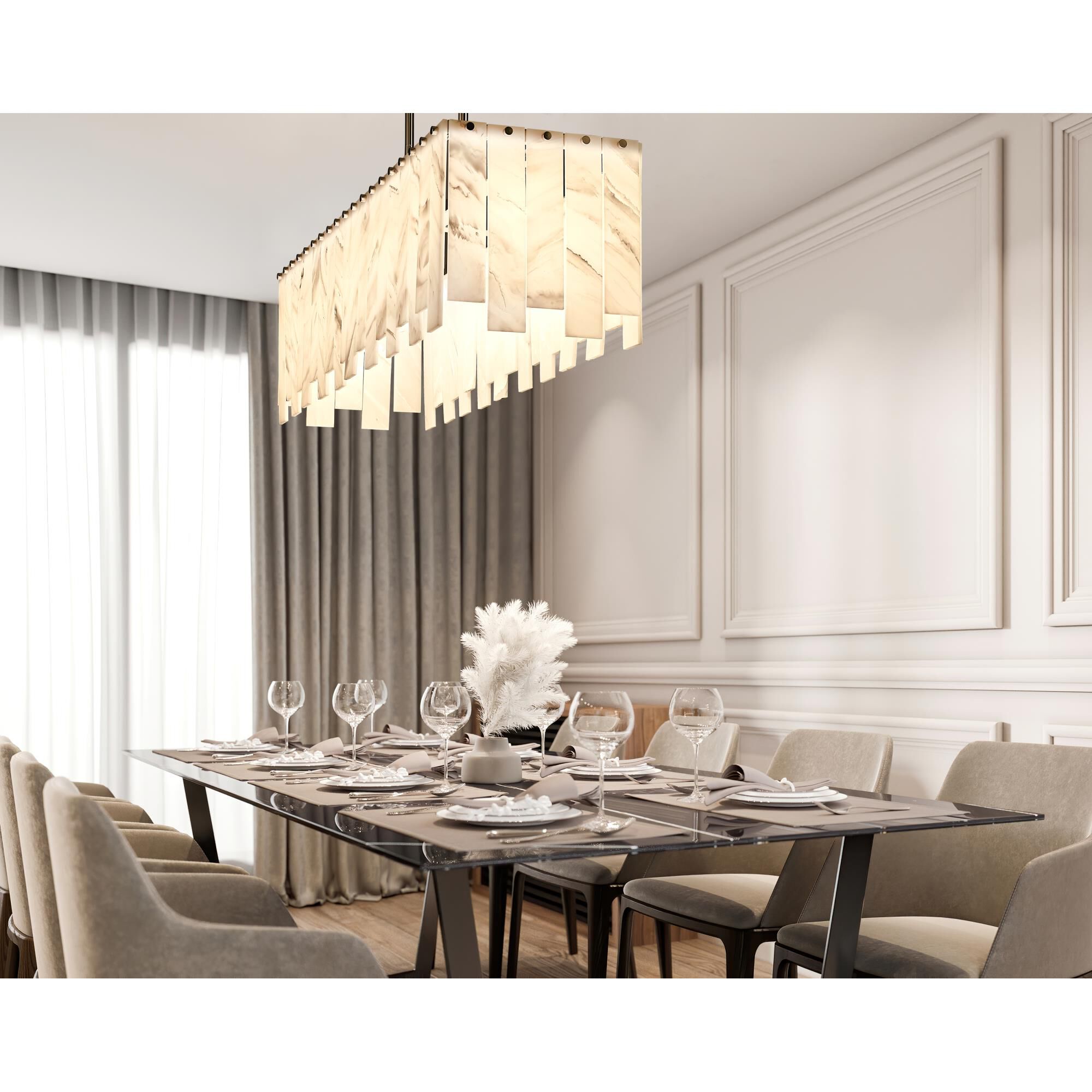 Shown in Polished Nickel finish and Alabaster Resin shade