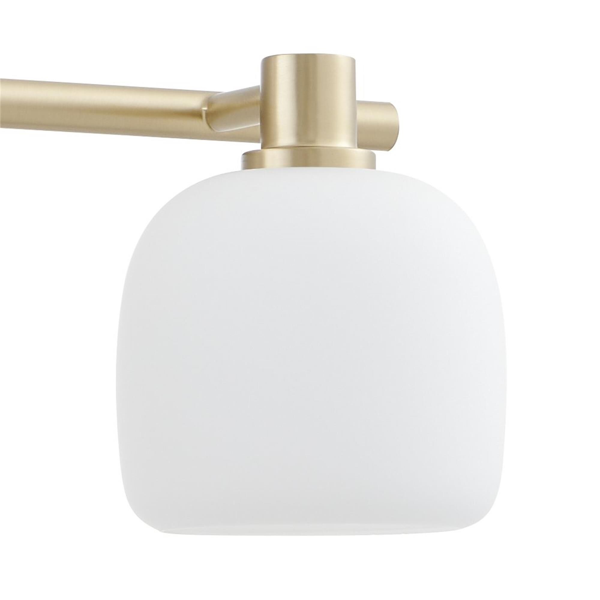 Shown in Champagne Gold finish and Etched Opal glass