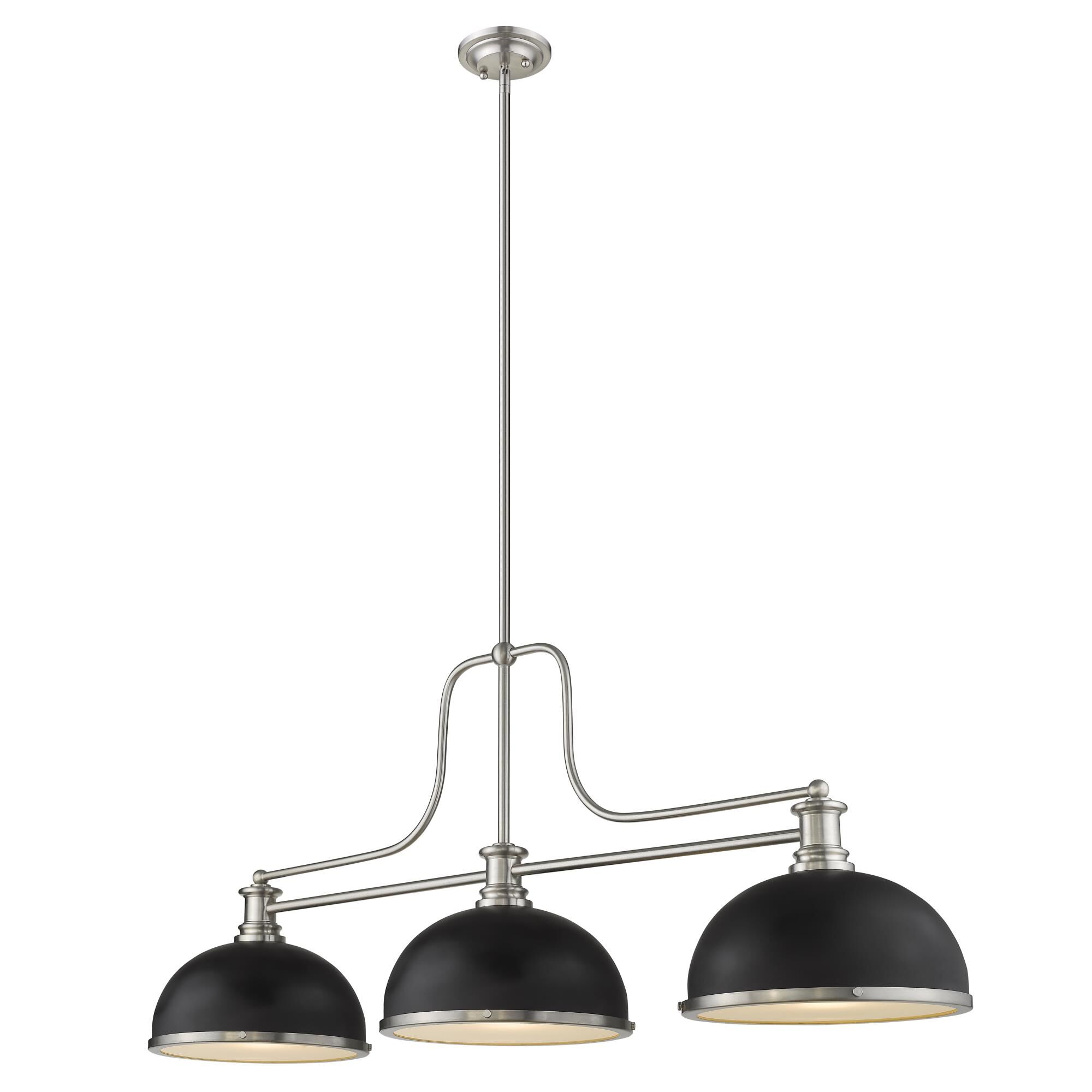 Shown in Brushed Nickel finish and Metal + glass and Metal + Glass shade
