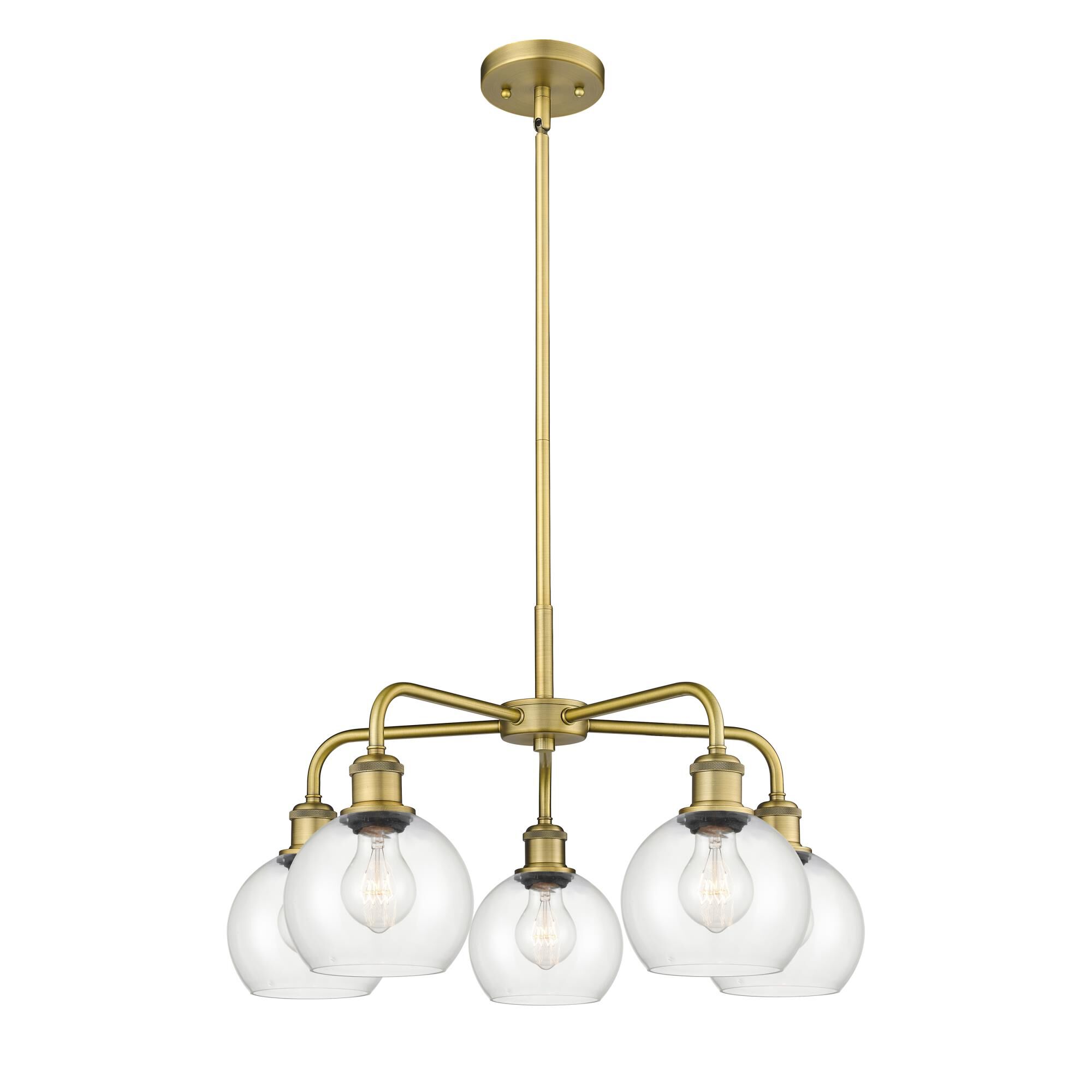 Shown in Brushed Brass finish and Clear glass