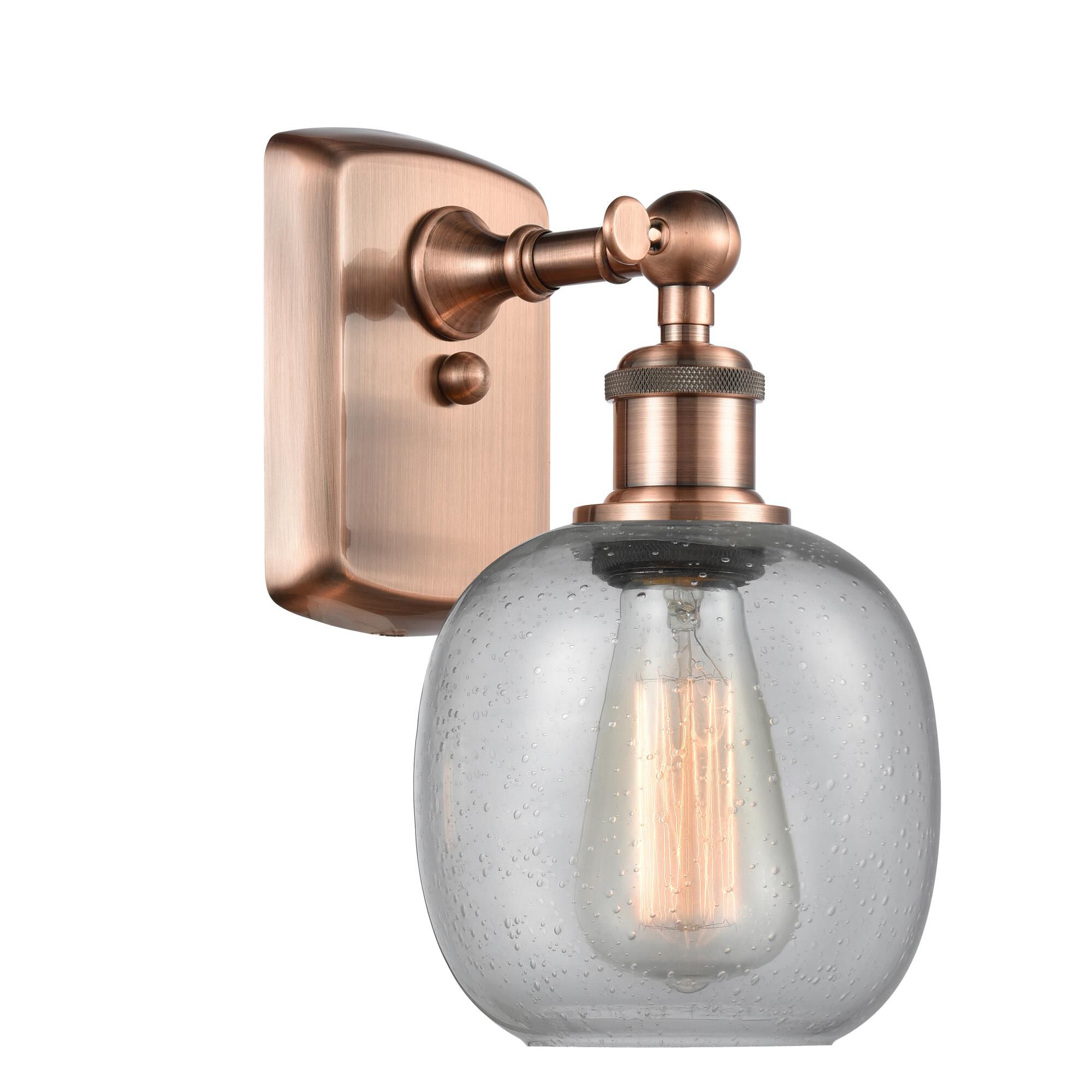 Shown in Antique Copper finish and Seedy glass