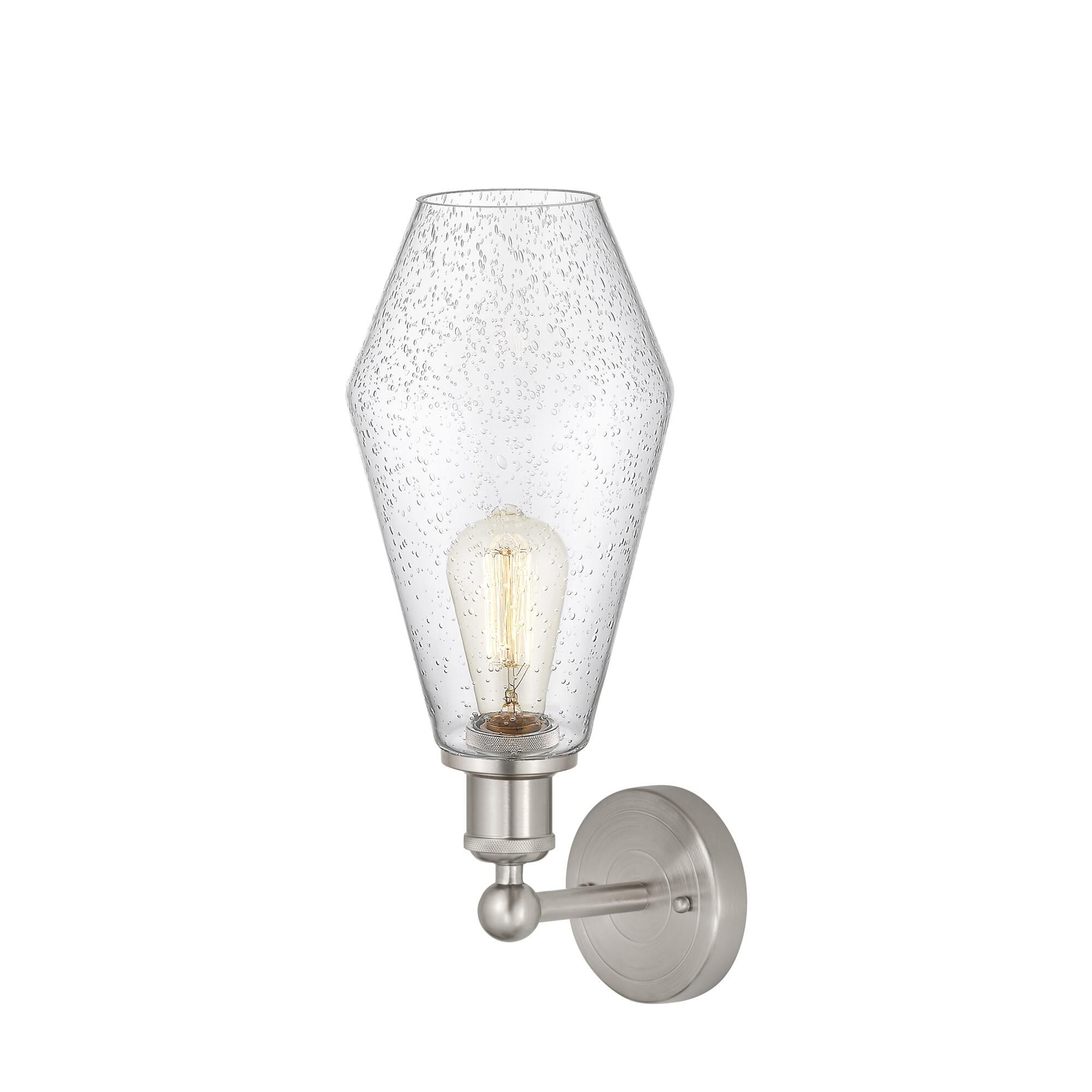 Shown in Brushed Satin Nickel  finish and Seedy glass