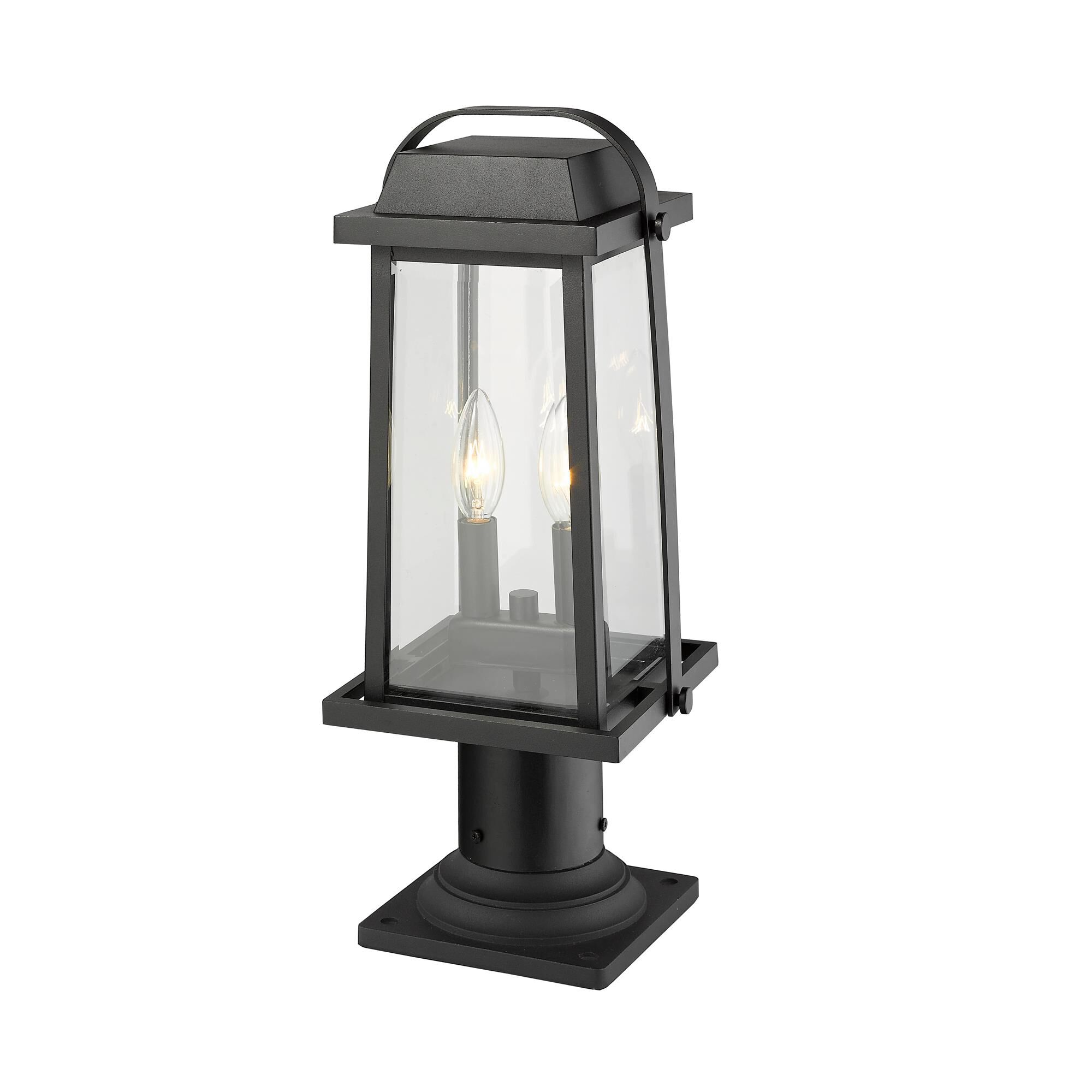 Shown in Black finish and Glass shade