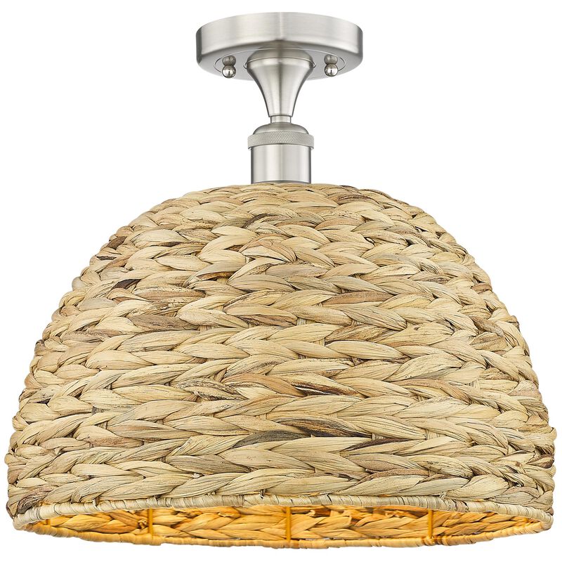 Bruno Marashlian Woven Rattan 16 Inch Semi Flush Mount by Innovations Lighting