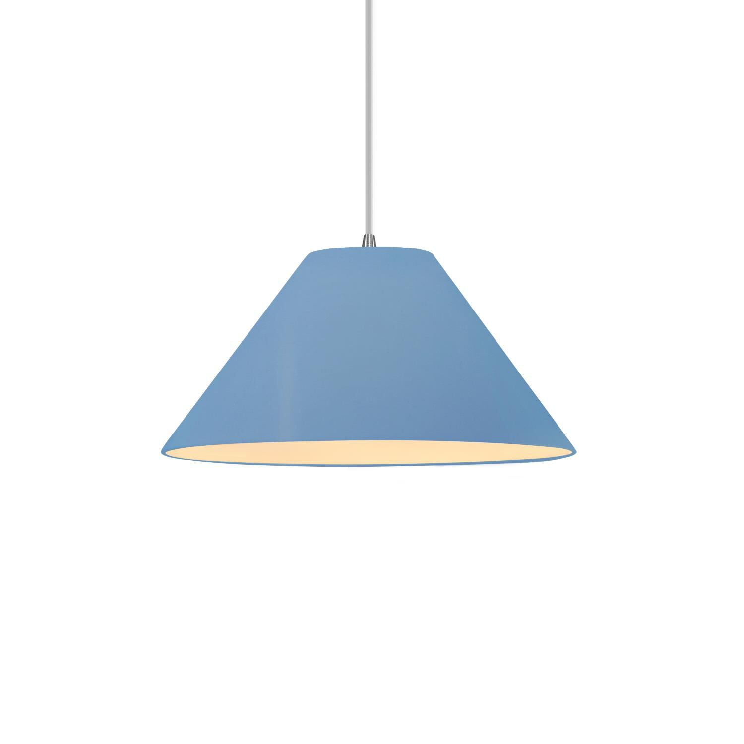Shown in Brushed Nickel finish and Sky Blue shade