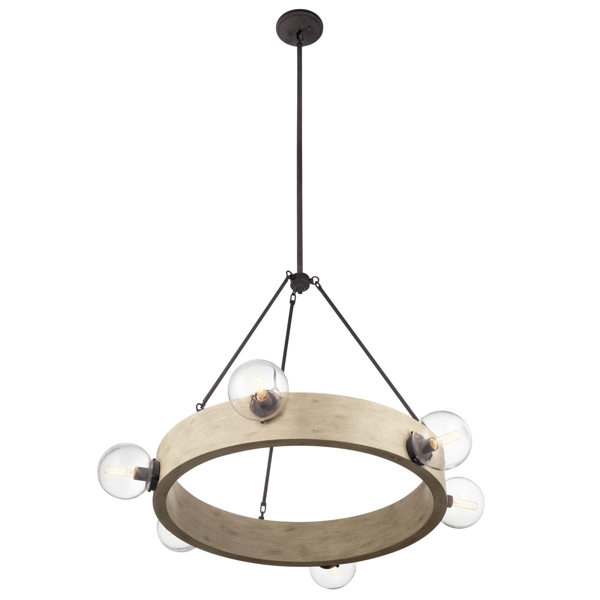 Shown in White Washed Wood finish and Clear glass