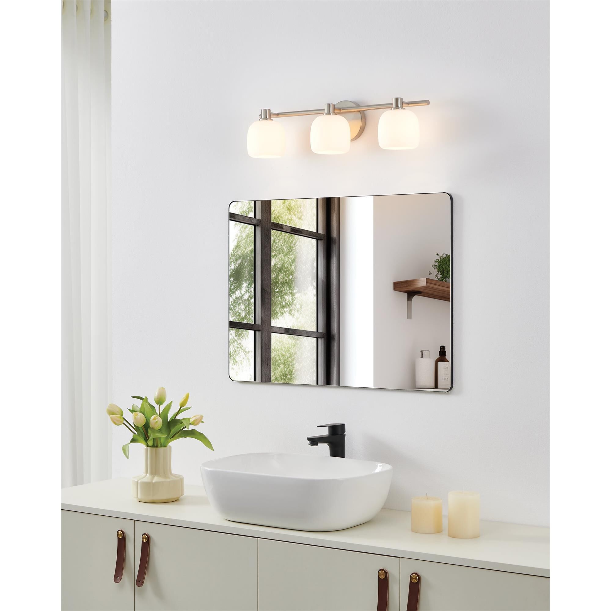 Shown in Brushed Nickel finish and Etched Opal glass