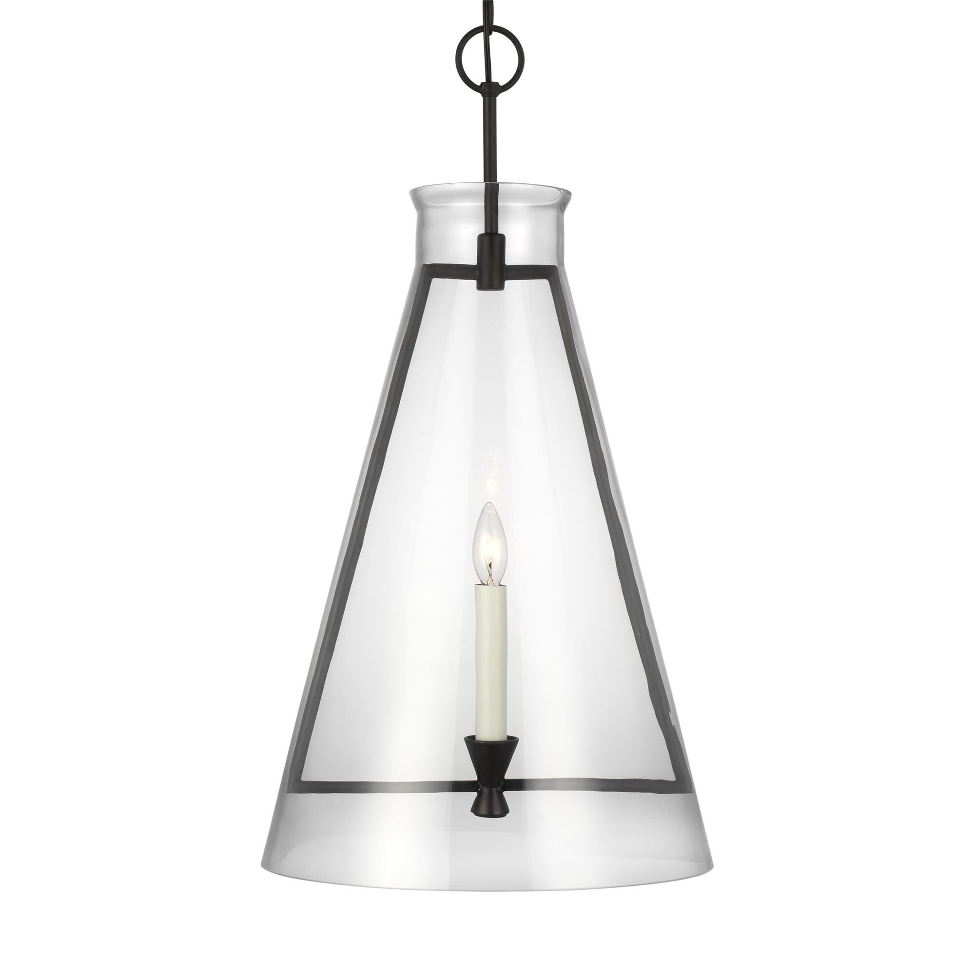 Shown in Aged Iron finish and Clear glass