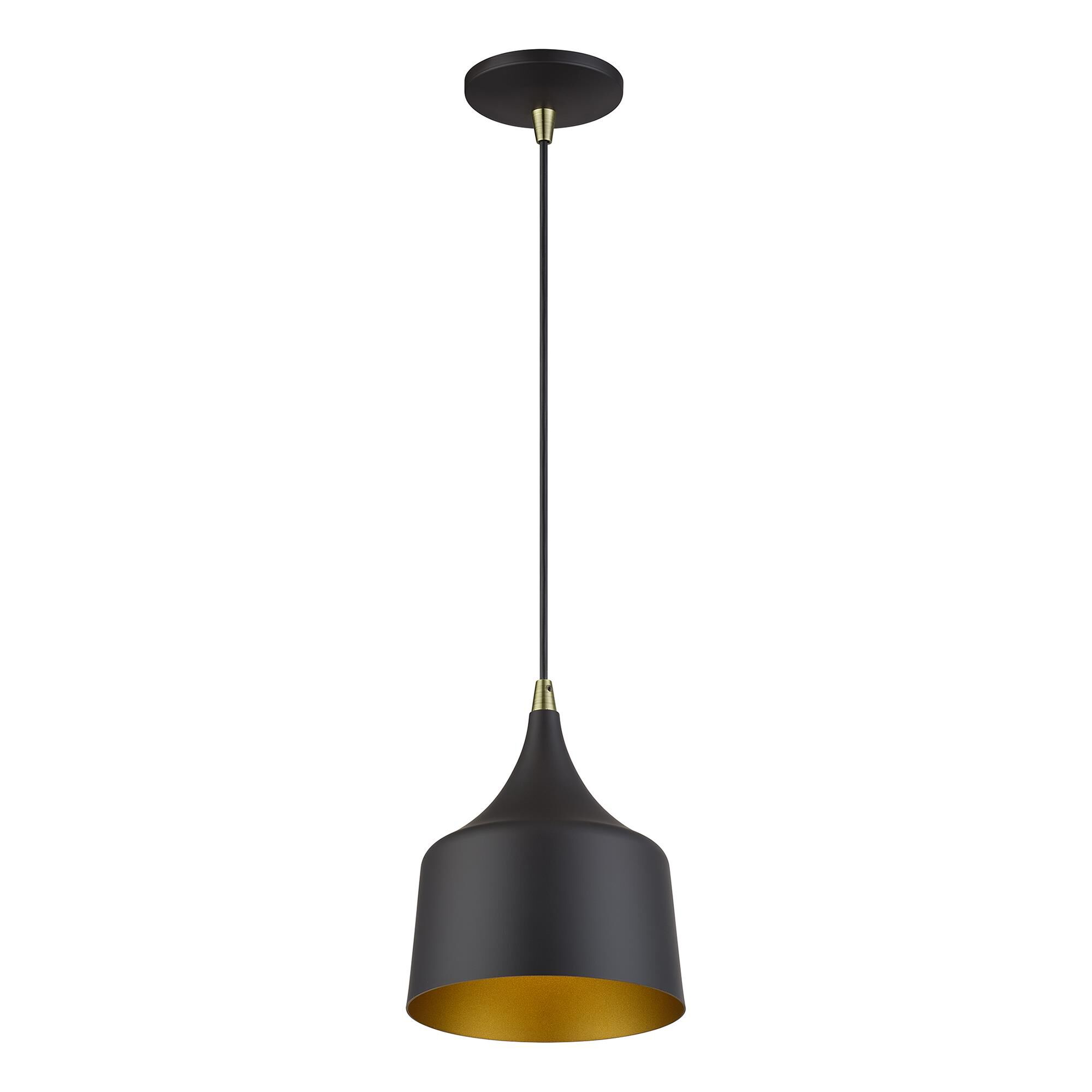 Shown in Bronze with Antique Brass Accents finish and Bronze Aluminum with Gold Inside shade