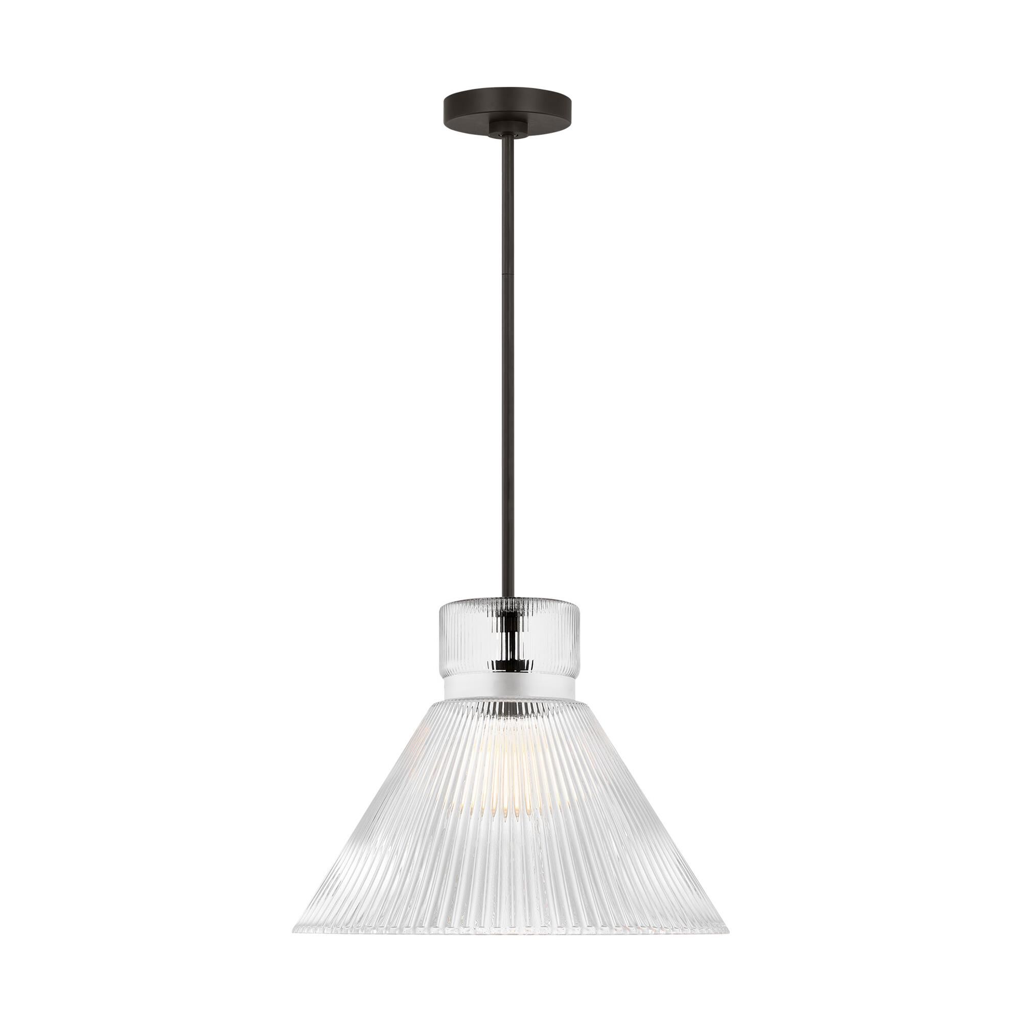 Shown in Midnight Black finish and Clear Ribbed glass